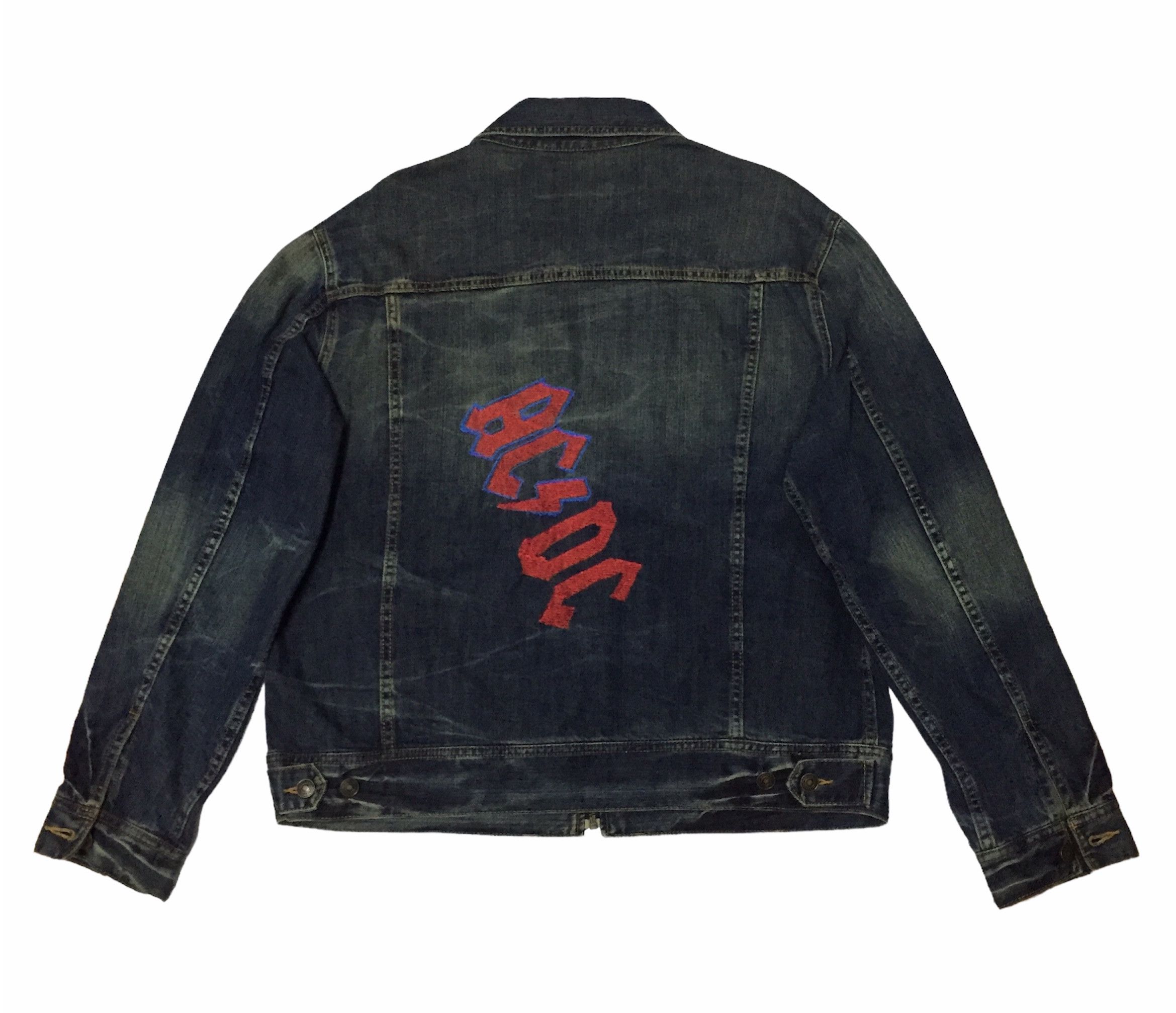 Band Tees ACDC ROCK BAND EMBROIDERY DENIM ZIPPER JEANS JACKET Size US L / EU 52-54 / 3 - 7 Thumbnail