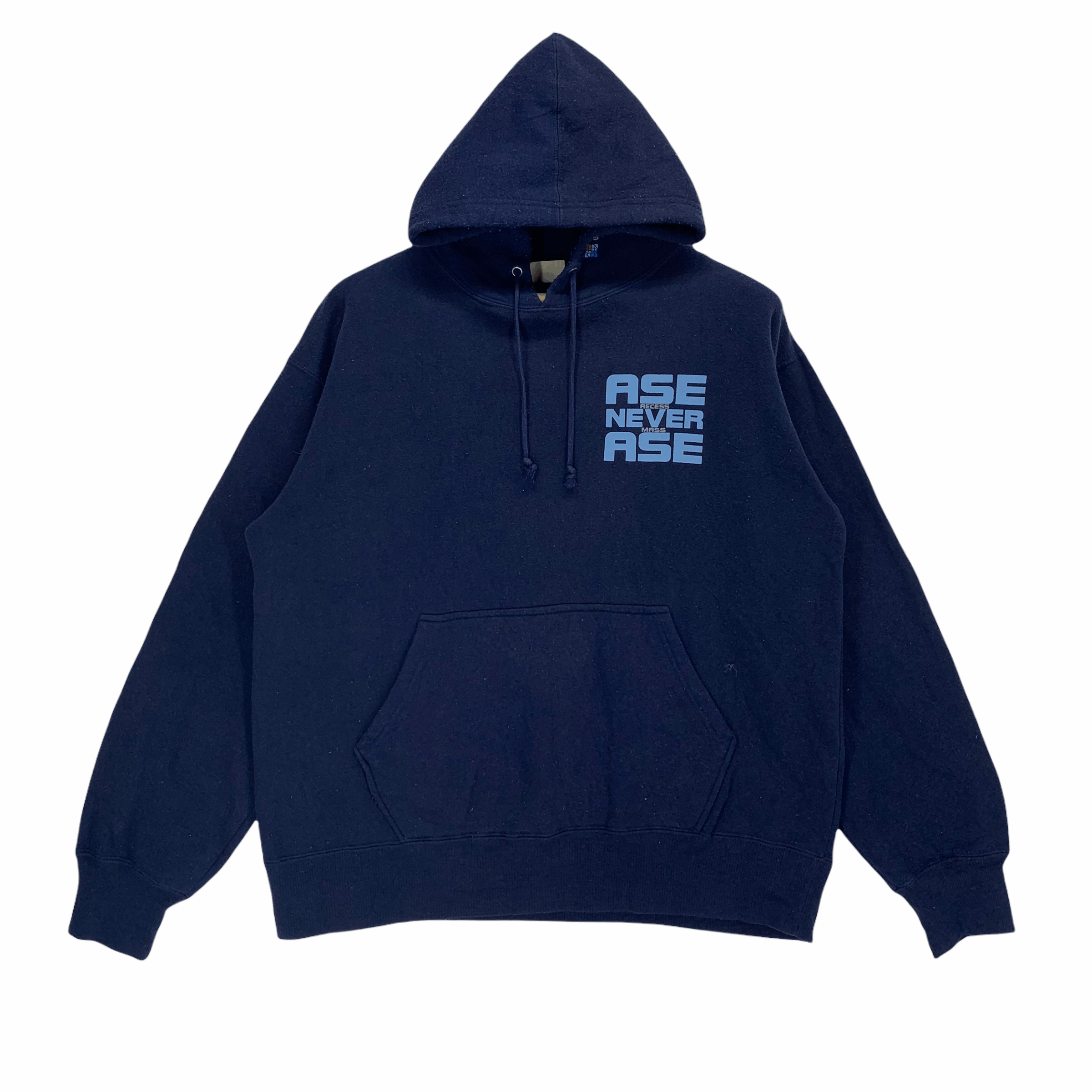 image of Vintage Beaumere Ase Never Ase Word Pullover Hoodies 3154-98 in Navy Blue, Men's (Size Large)