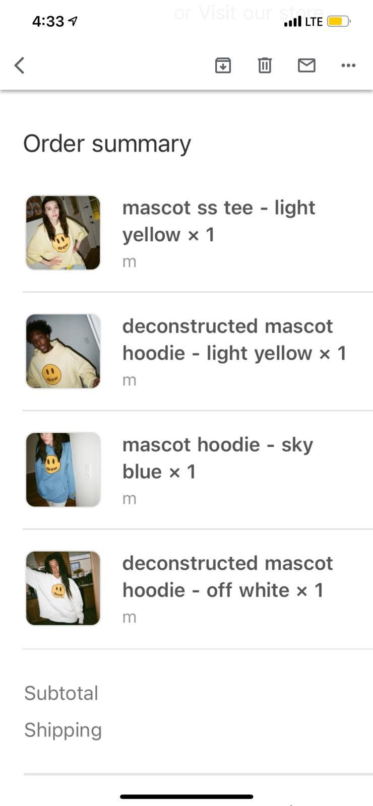 Drew House Drew House deconstructed mascot hoodie - light yellow Size US M / EU 48-50 / 2 - 15 Thumbnail