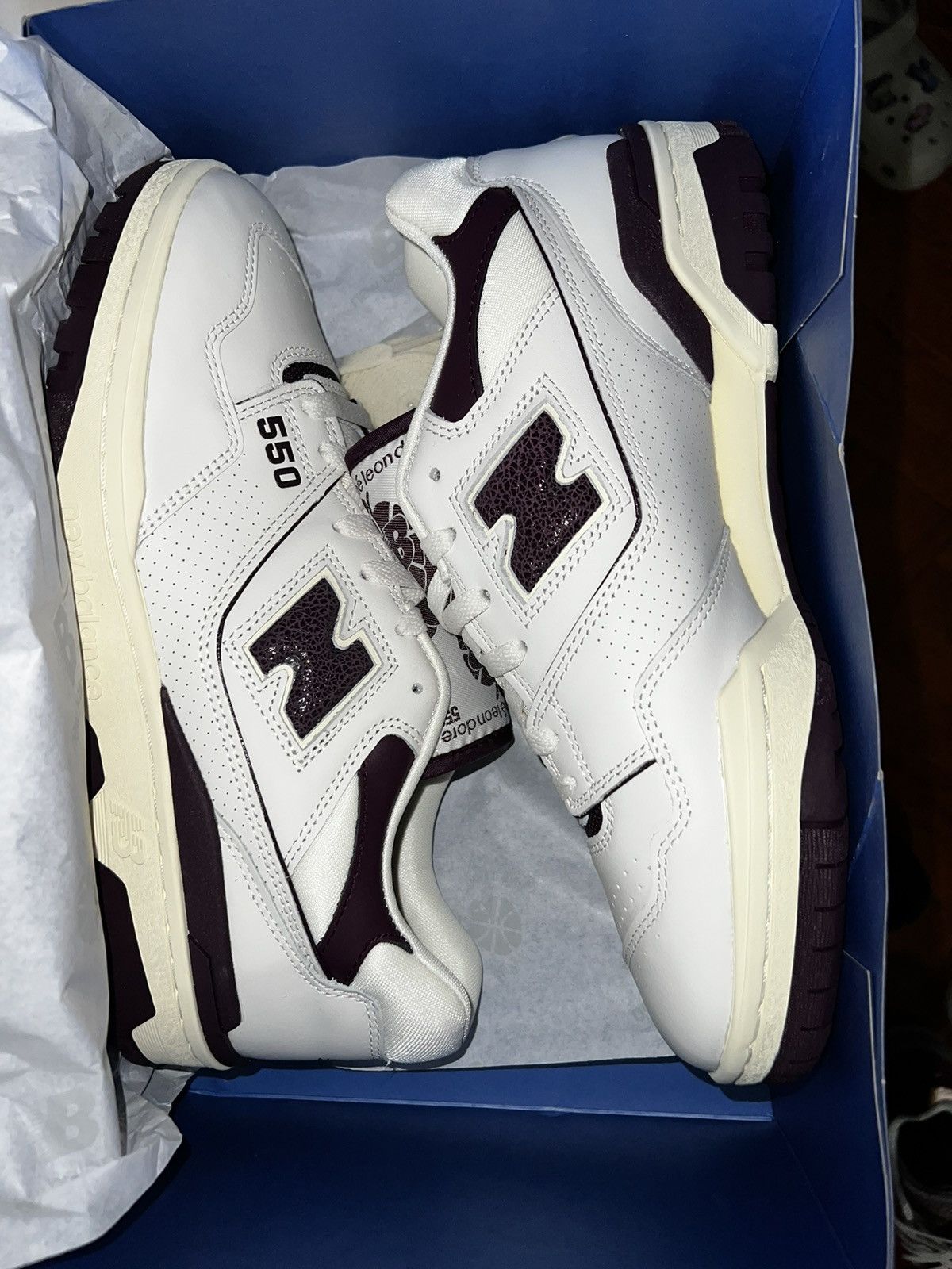 image of Aime Leon Dore x New Balance 550 Shoes in Purple White, Men's (Size 11)