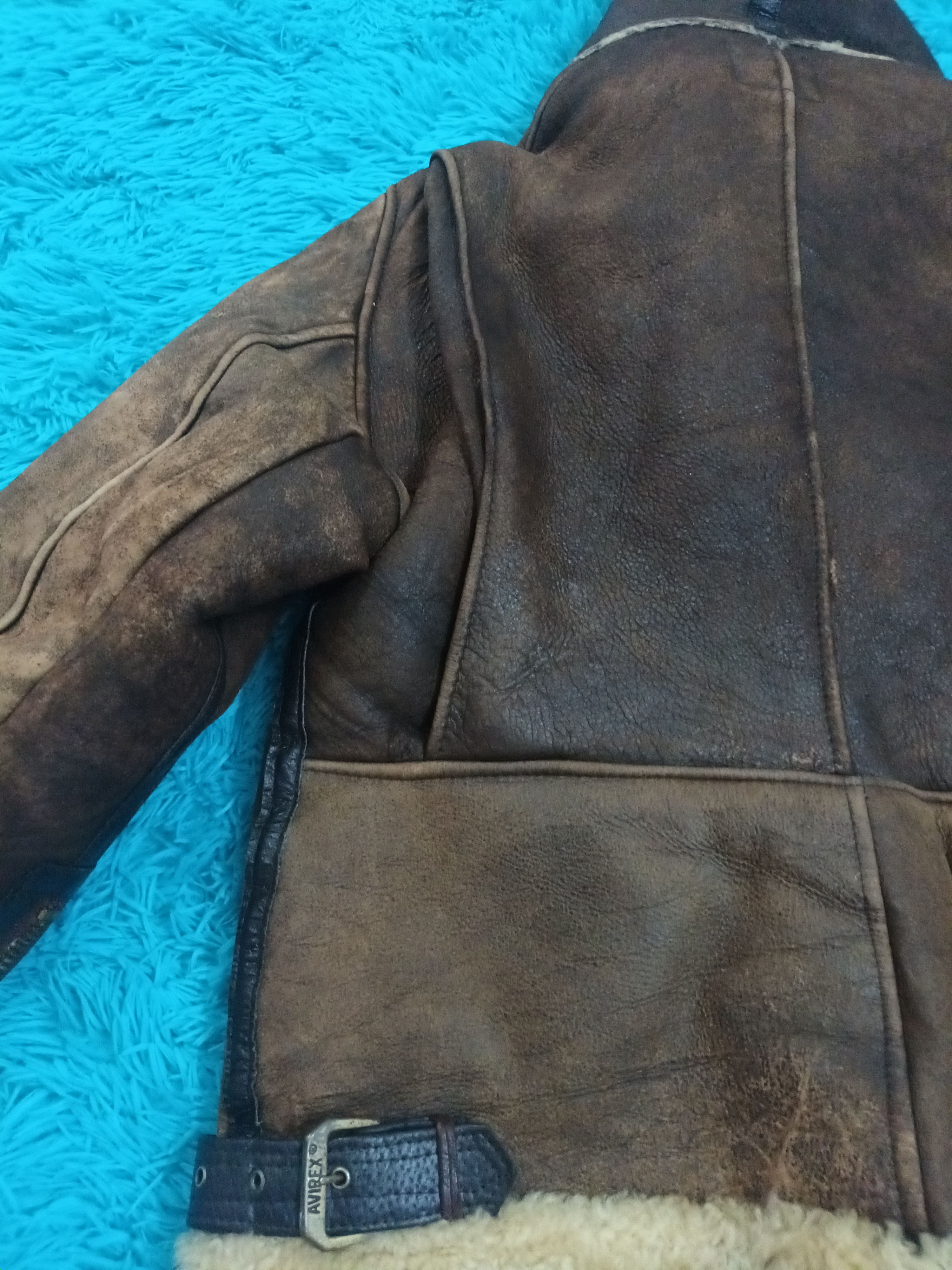 Avirex 🔥 DISTRESSED AVIREX LIMITED SHEEPSKIN TYPE B 9 JACKET 🔥 Size US L / EU 52-54 / 3 - 9 Thumbnail