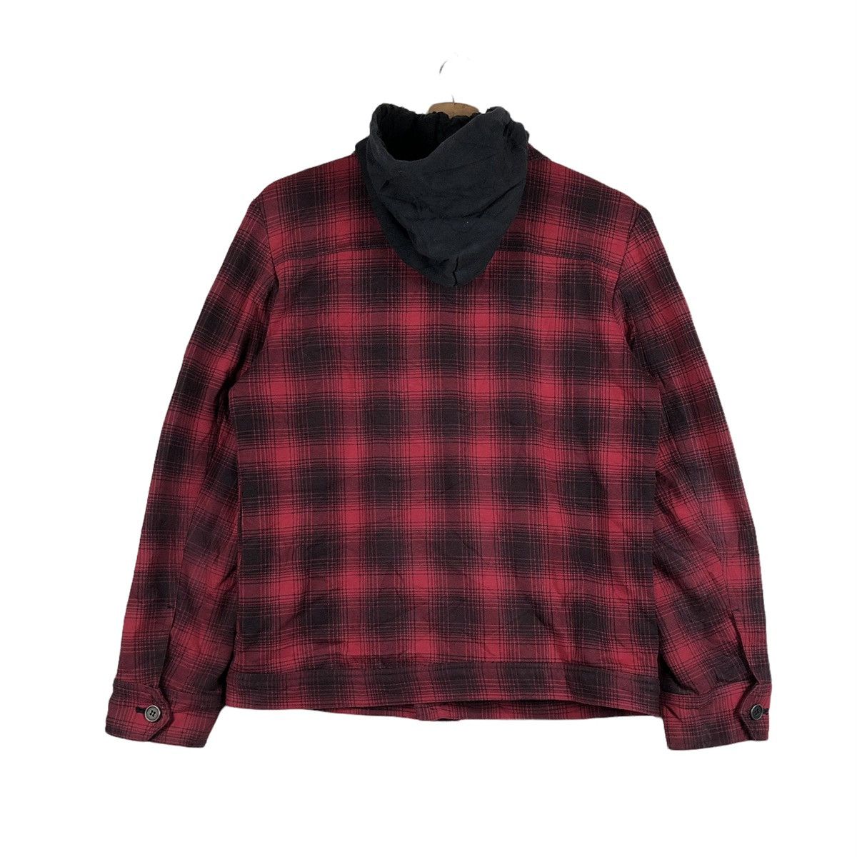 Flannel Vintage Japanese Brand Punk Style Plaid Hooded Shacket Size M / US 6-8 / IT 42-44 - 3 Thumbnail