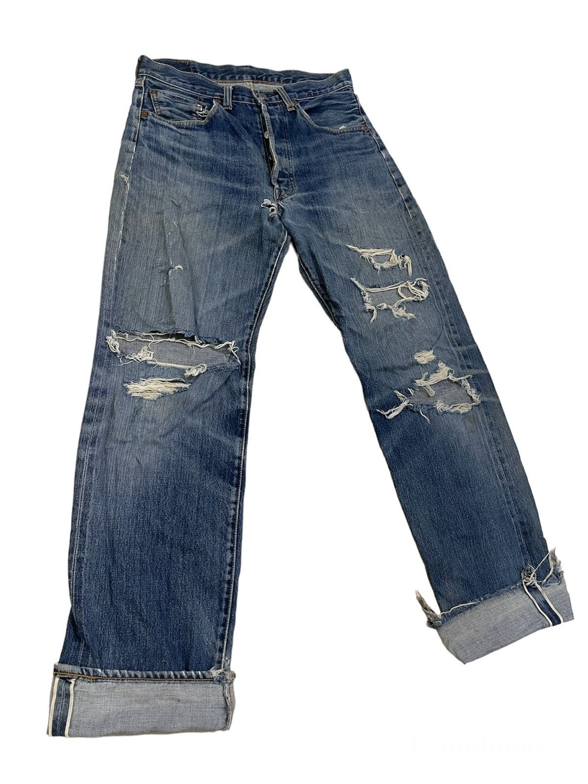 Levi's VINTAGE SELVEDGE LEVI’S 501 BIG E” Distressed USA Made Size US 31 - 1 Thumbnail