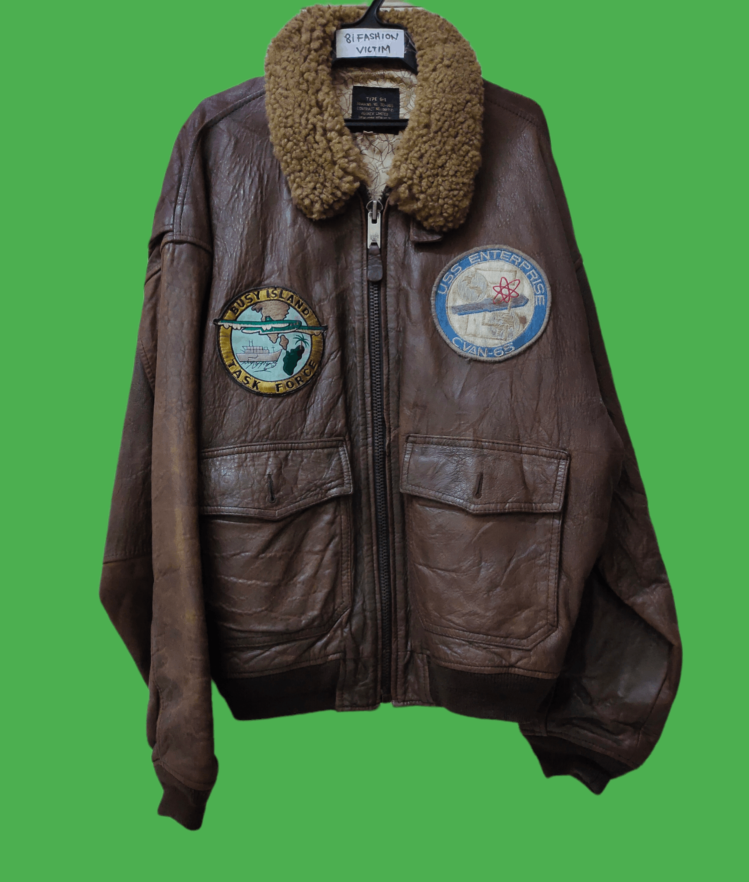 image of Crazy Vintage Avirex Limited Type G-1 Flight Leather Jacket in Brown, Men's (Size Medium)