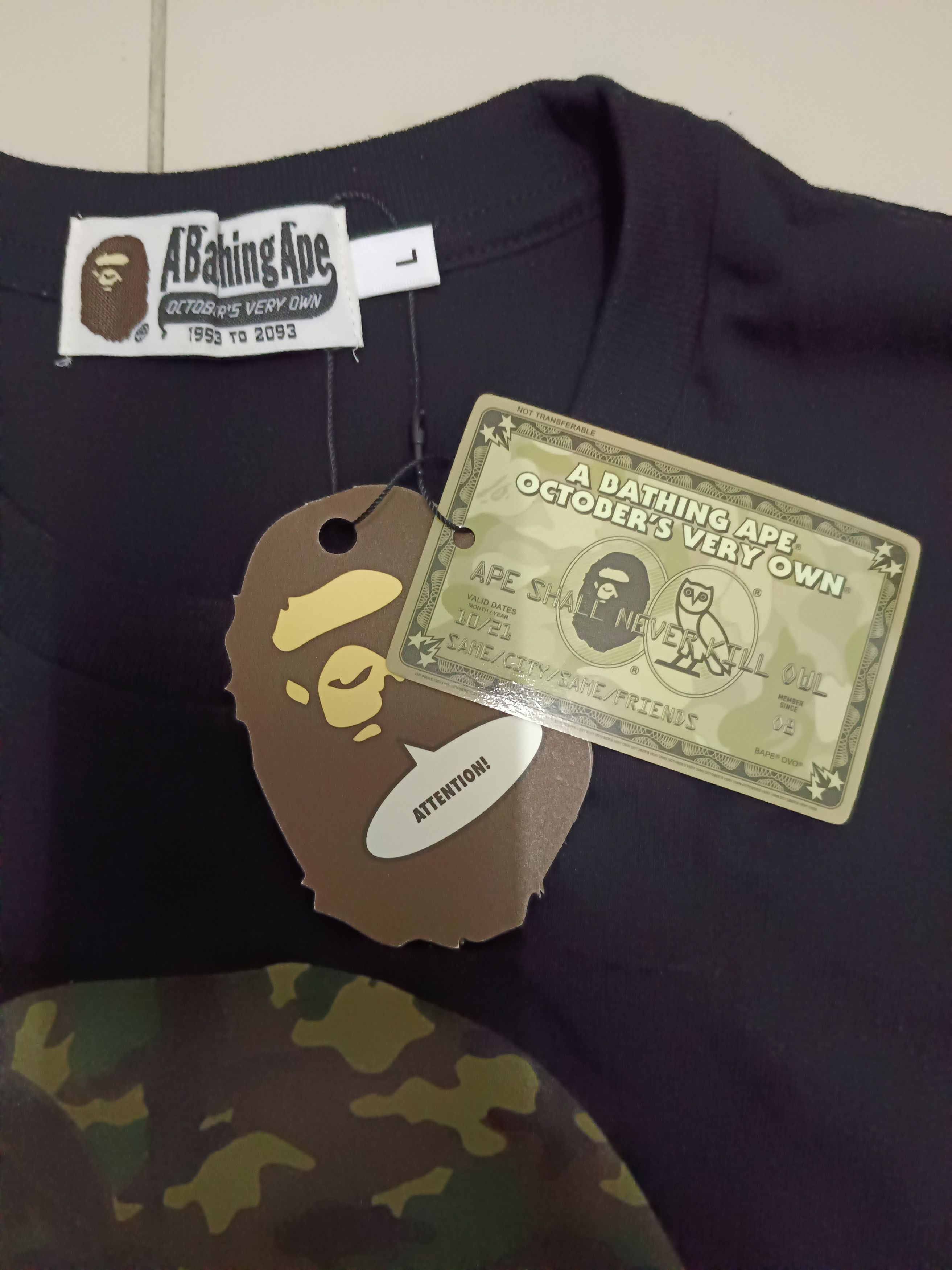 Bape × October's Very Own Bape x OVO Woodland Camo Ape Head T-shirt Size US L / EU 52-54 / 3 - 3 Thumbnail