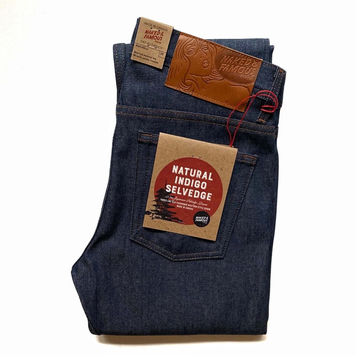 Image of Naked Famous Naked & Famous Denim Weird Guy Natural Indigo Selvedge Denim in Blue, Men's (Size 33)