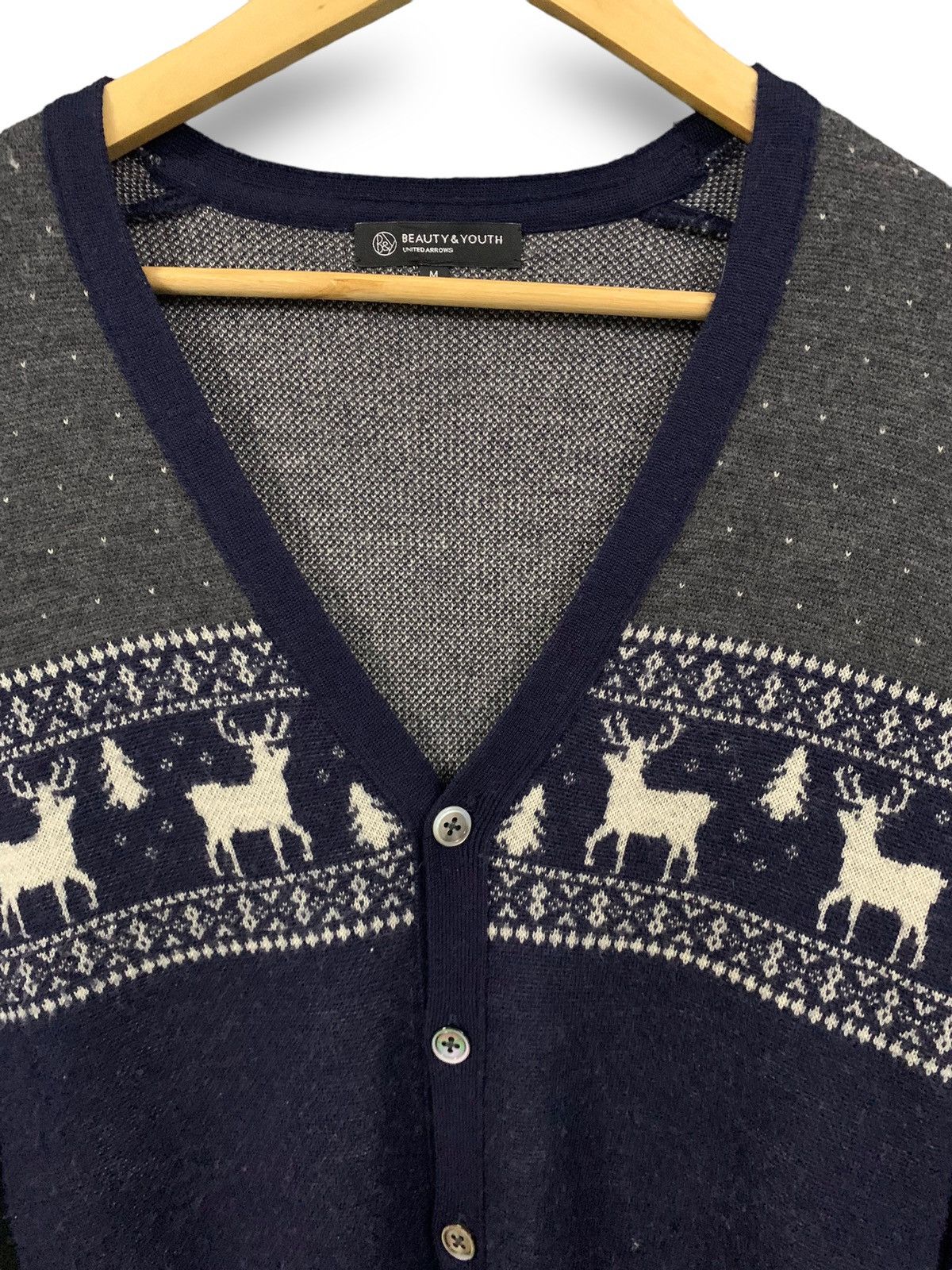 United Arrows Japanese Brand Knitted Wool Native Cardigan Style Sweater Size L / US 10 / IT 46 - 3 Thumbnail