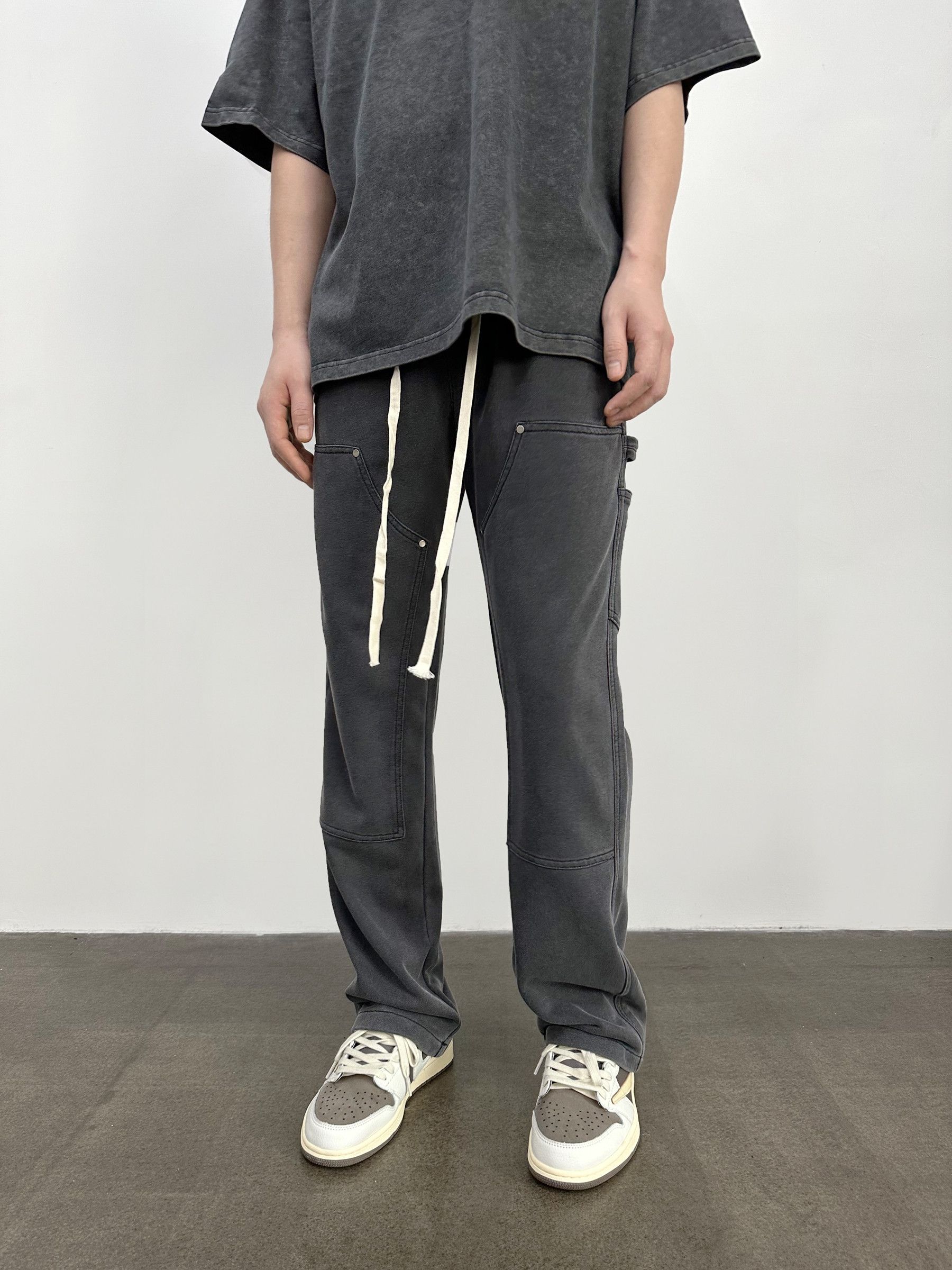 sports faded double knee carpenter sweatpants