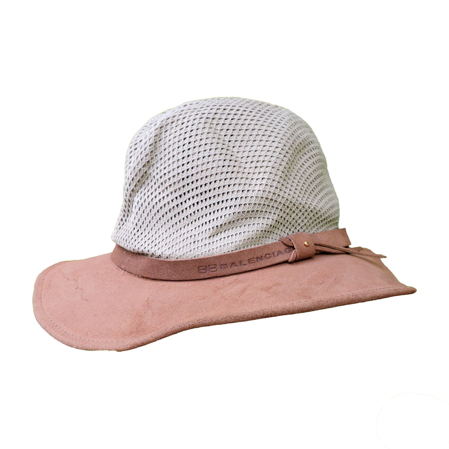 image of Balenciaga Leather Floopy Hat Cap in Beige, Men's