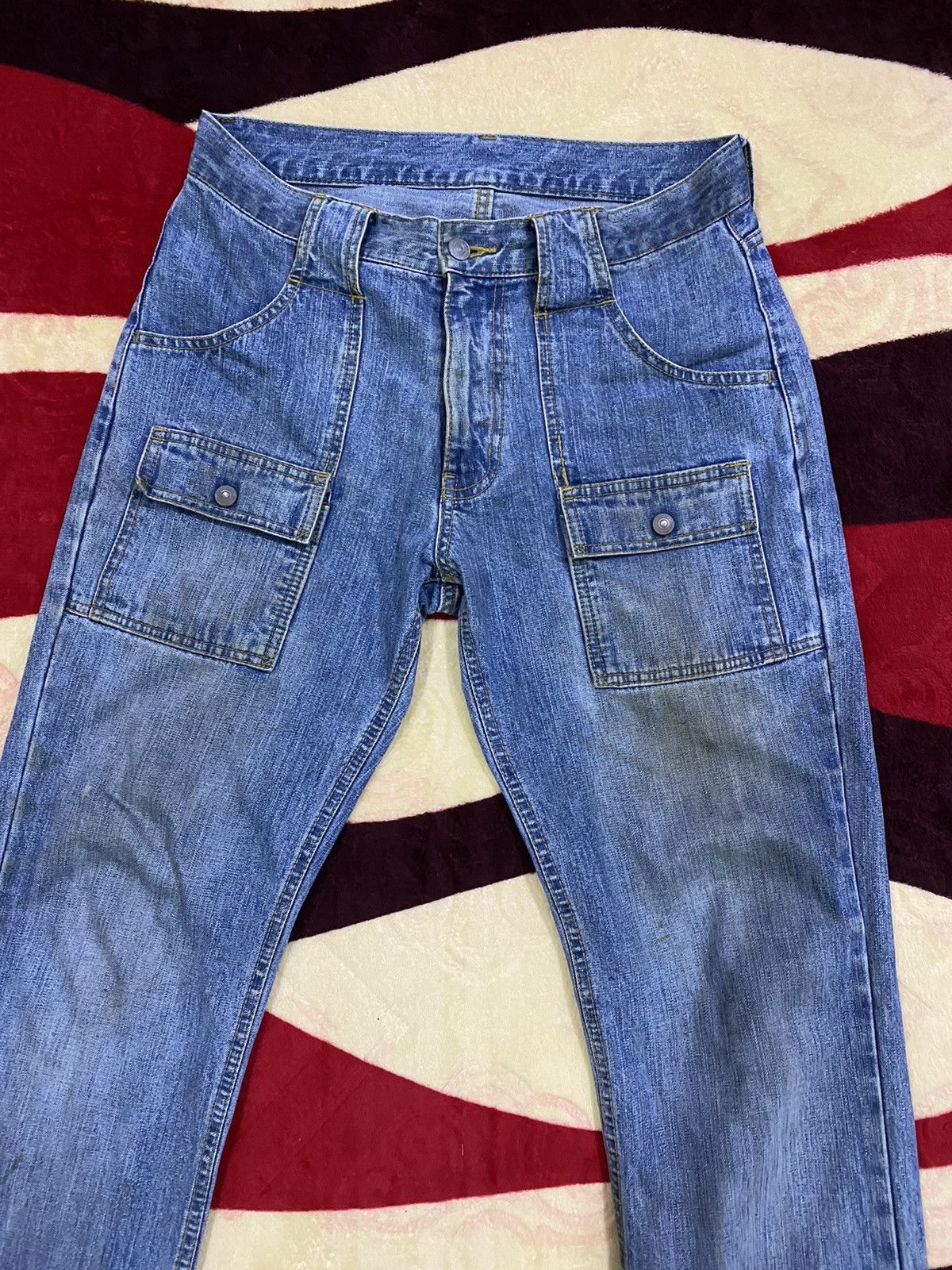 image of Distressed Denim x Uniqlo And Distressed Vintage Uniqlo Bush Pant Denim in Blue Denim (Size 33)