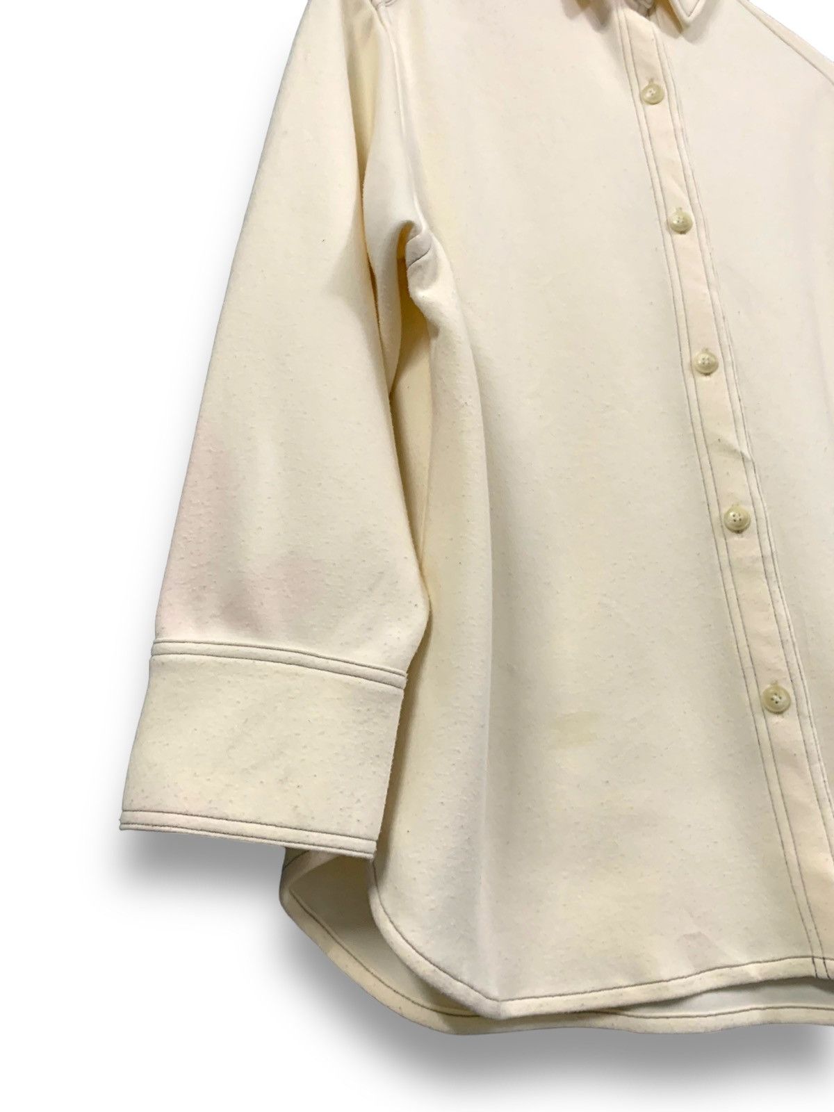 United Arrows Japanese Brand White Cream Oversized ButtonUp Blouse/Shacket Size XL / US 12-14 / IT 48-50 - 8 Thumbnail