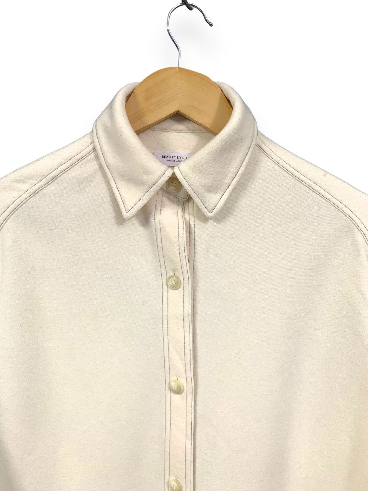 United Arrows Japanese Brand White Cream Oversized ButtonUp Blouse/Shacket Size XL / US 12-14 / IT 48-50 - 4 Thumbnail