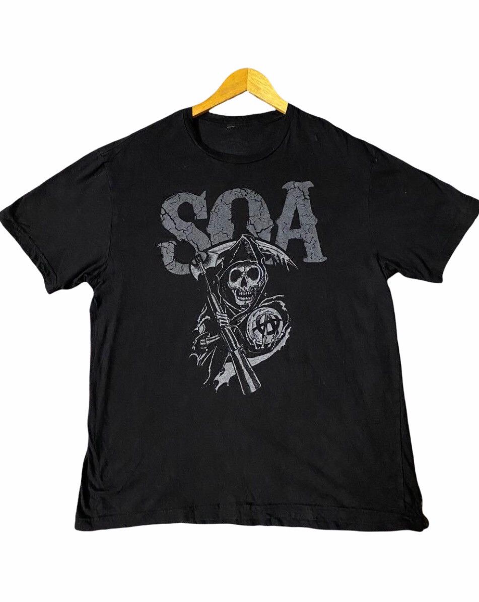 image of Movie x Vintage Son Of Anarchy Riding Reaper Tshirt in Black, Men's (Size Large)