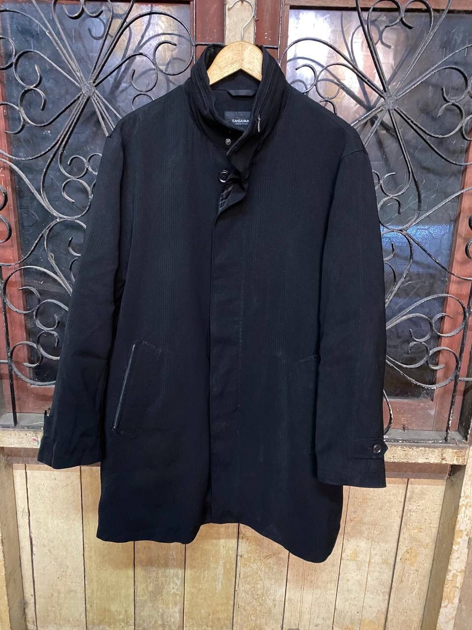 image of Kansai Yamamoto Vintage Kansaiman Linen Coat in Black, Men's (Size Large)