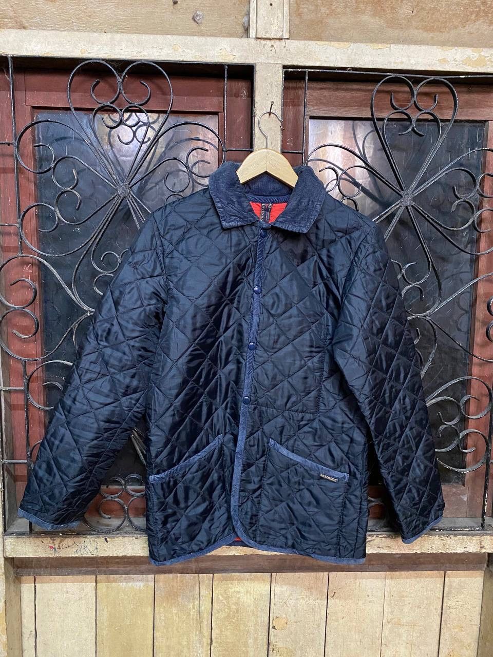 image of Vintage Lavenham Barbour Plaid Quilted Jacket in Black, Men's (Size Small)