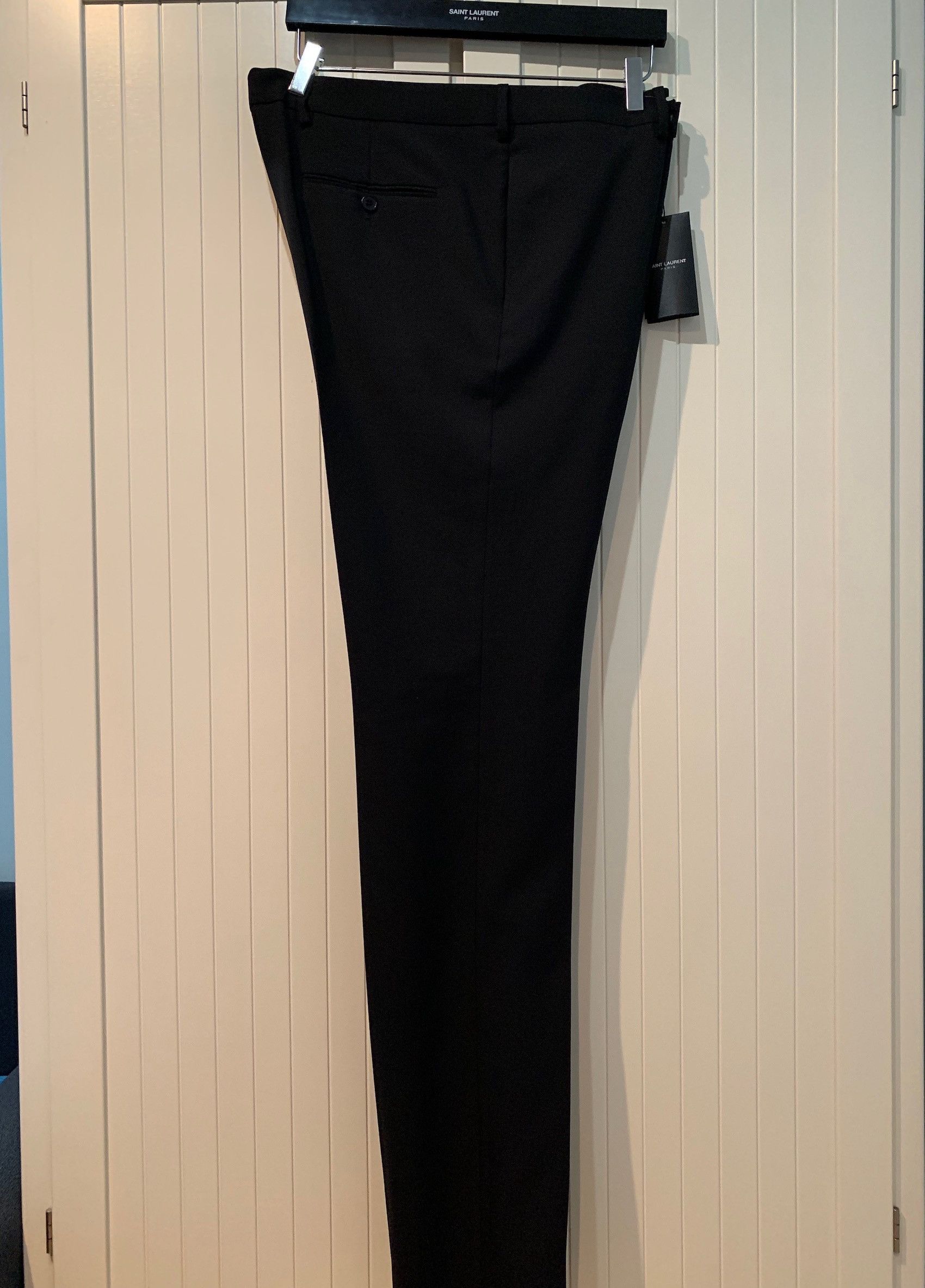 image of Saint Laurent Paris Ss'18 Tapered Pants In Wool Gabardine in Black, Men's (Size 38)