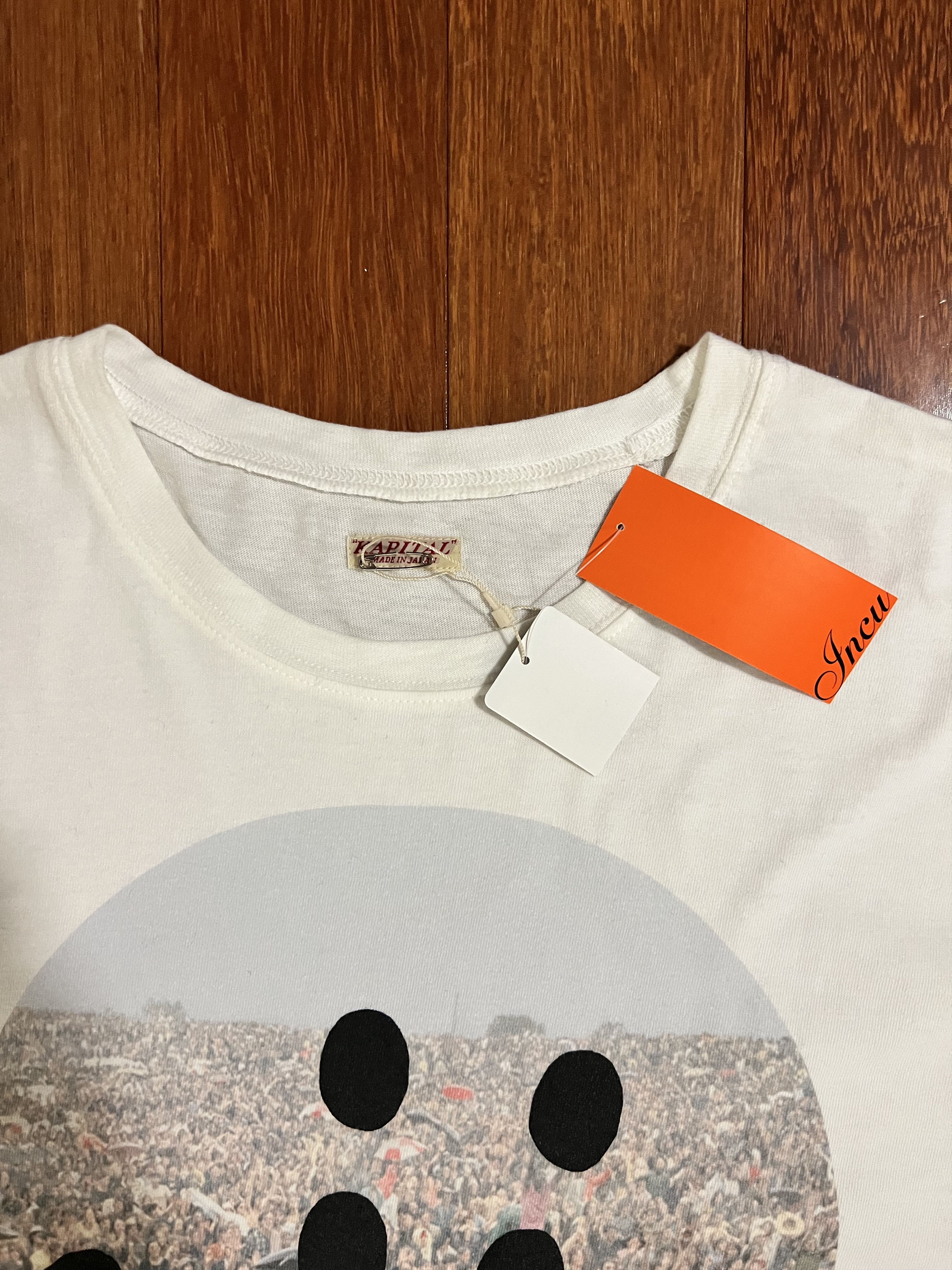 Kapital 💚 Kapital Love Peace & Rain Smile T-Shirt White Large NEW Size US L / EU 52-54 / 3 - 7 Thumbnail