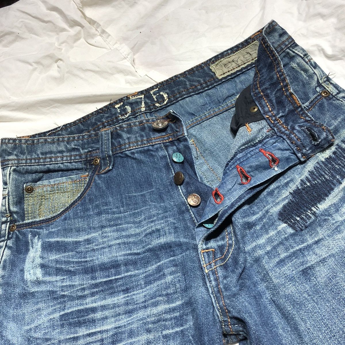 Vintage 575 Los Angeles Distressed Button Fly Denim Size US 32 / EU 48 - 3 Thumbnail