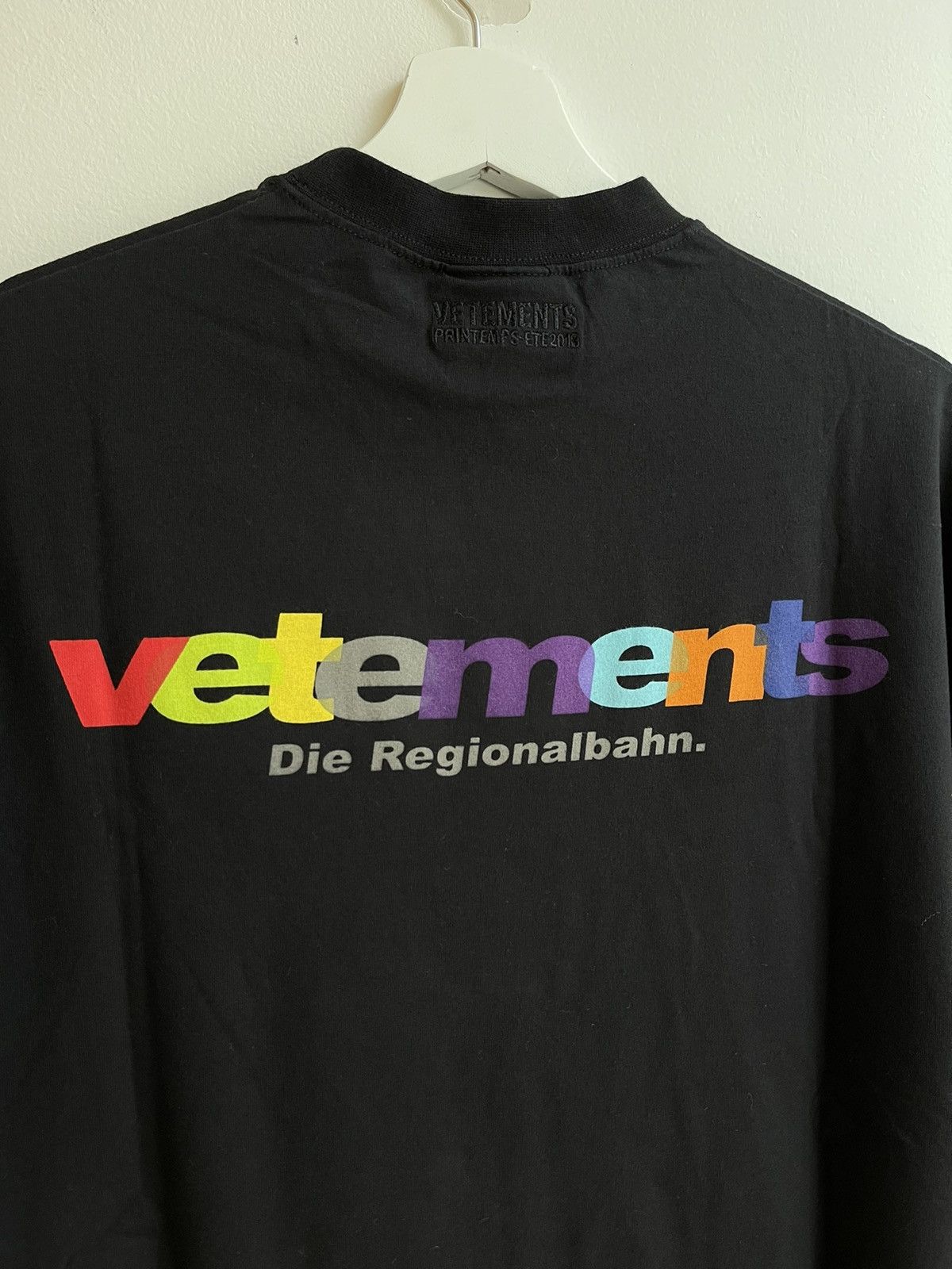 Image of Vetements Ss18 Die Regionalbahn Black T Shirt, Men's (Size Small)