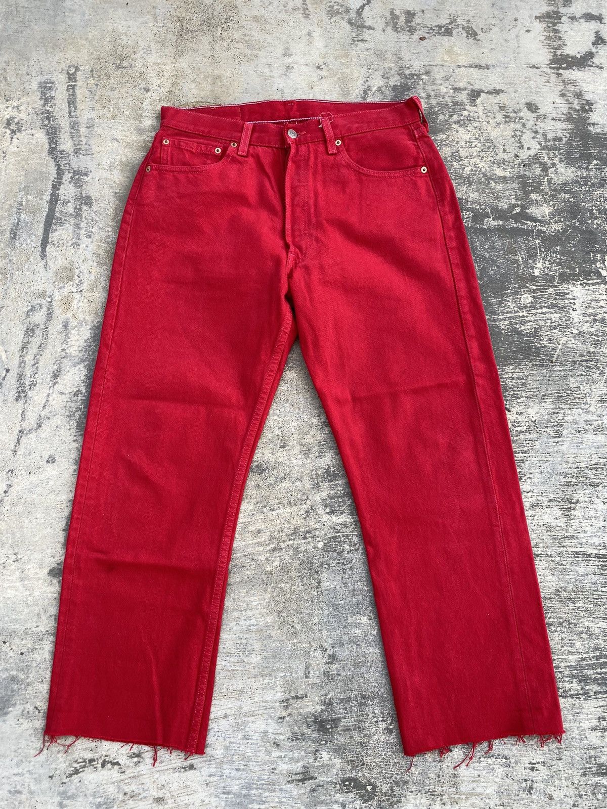 image of Vintage Levis 501 Punk Cowboy Grunge Gorpcore Rave Rodeo in Red, Men's (Size 32)