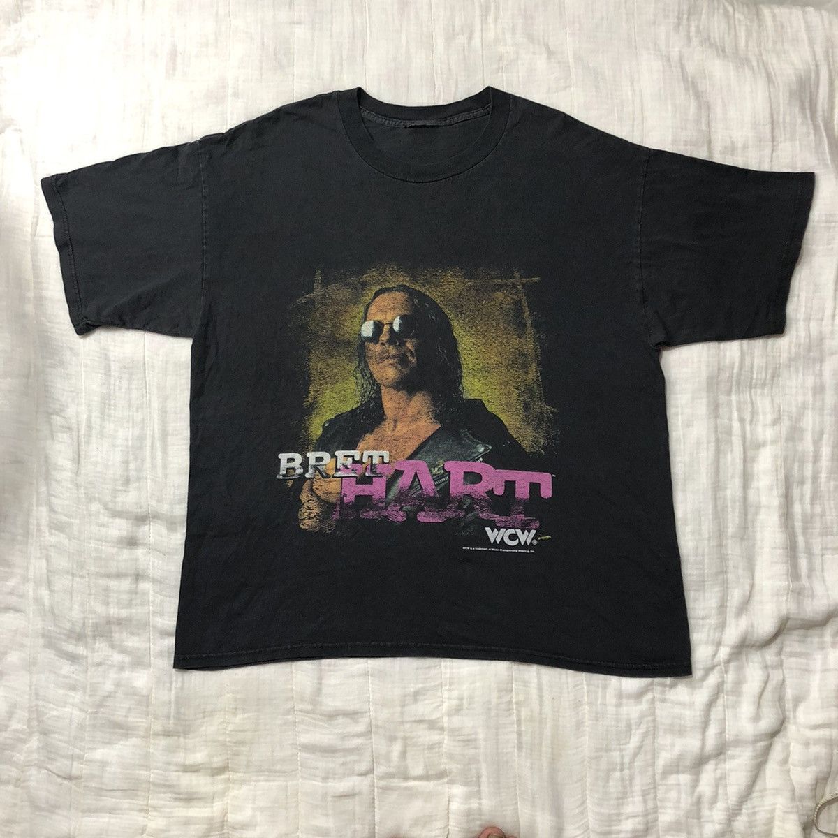 Naked & Famous Vintage WCW Bret Hart The Hitman T Shirt Size US XL / EU 56 / 4 - 2 Thumbnail