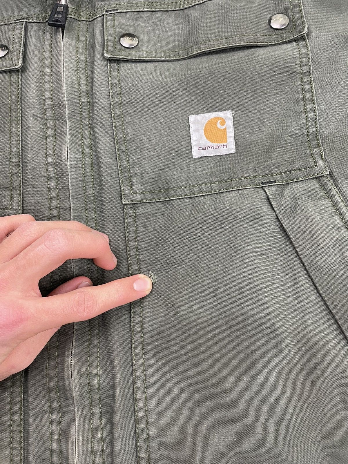 Carhartt Carhartt Work Jacket Quick Duck Olive Green Thrashed Coat L Size US L / EU 52-54 / 3 - 5 Thumbnail