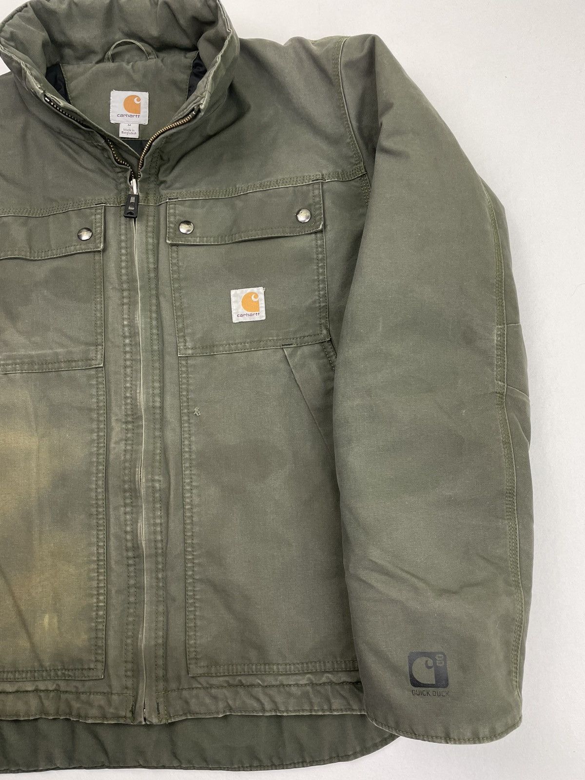Carhartt Carhartt Work Jacket Quick Duck Olive Green Thrashed Coat L Size US L / EU 52-54 / 3 - 4 Thumbnail