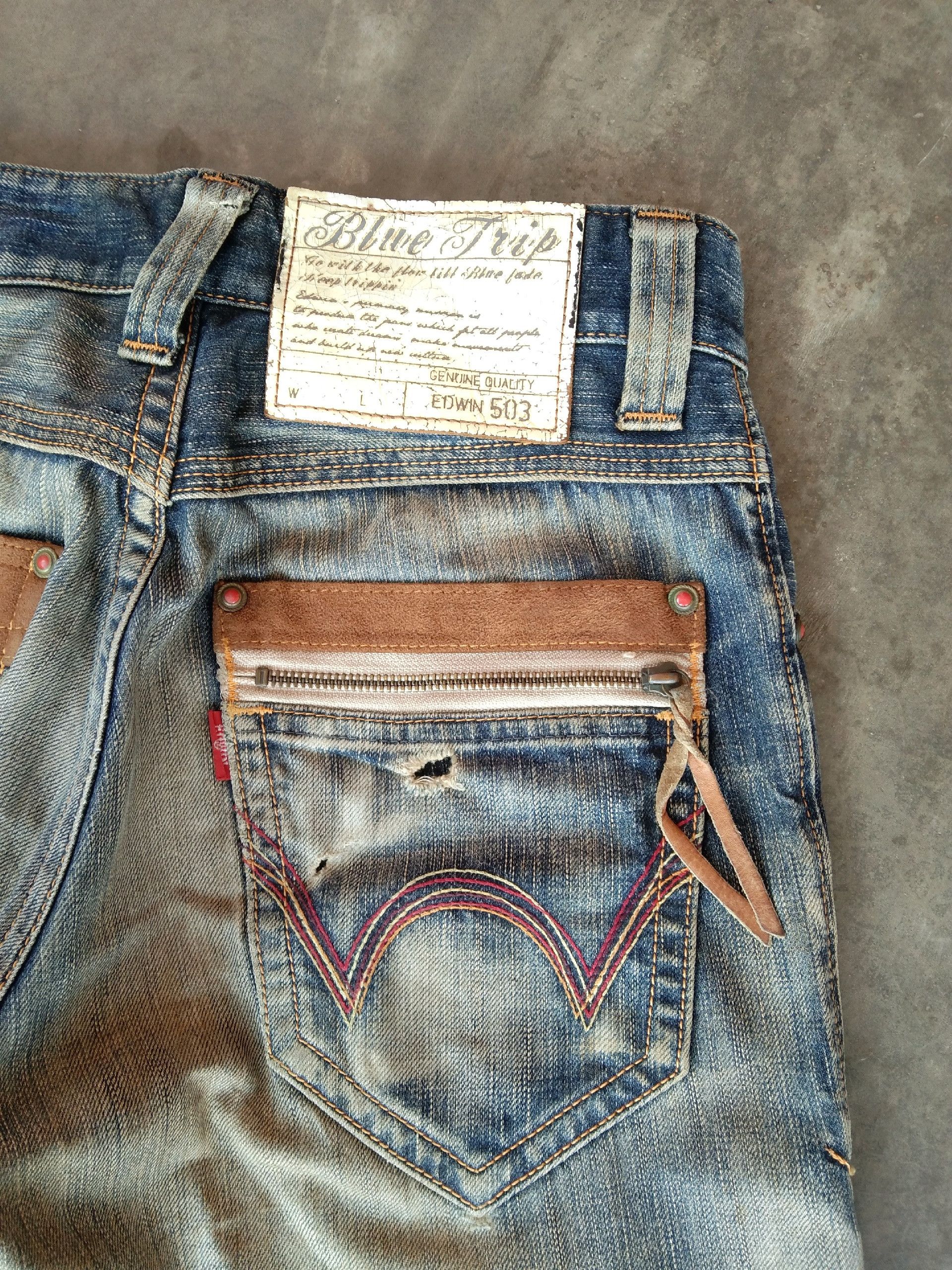 Edwin Vintage Japan Edwin 503 MudWash Distressed Jeans 28x30 | Grailed
