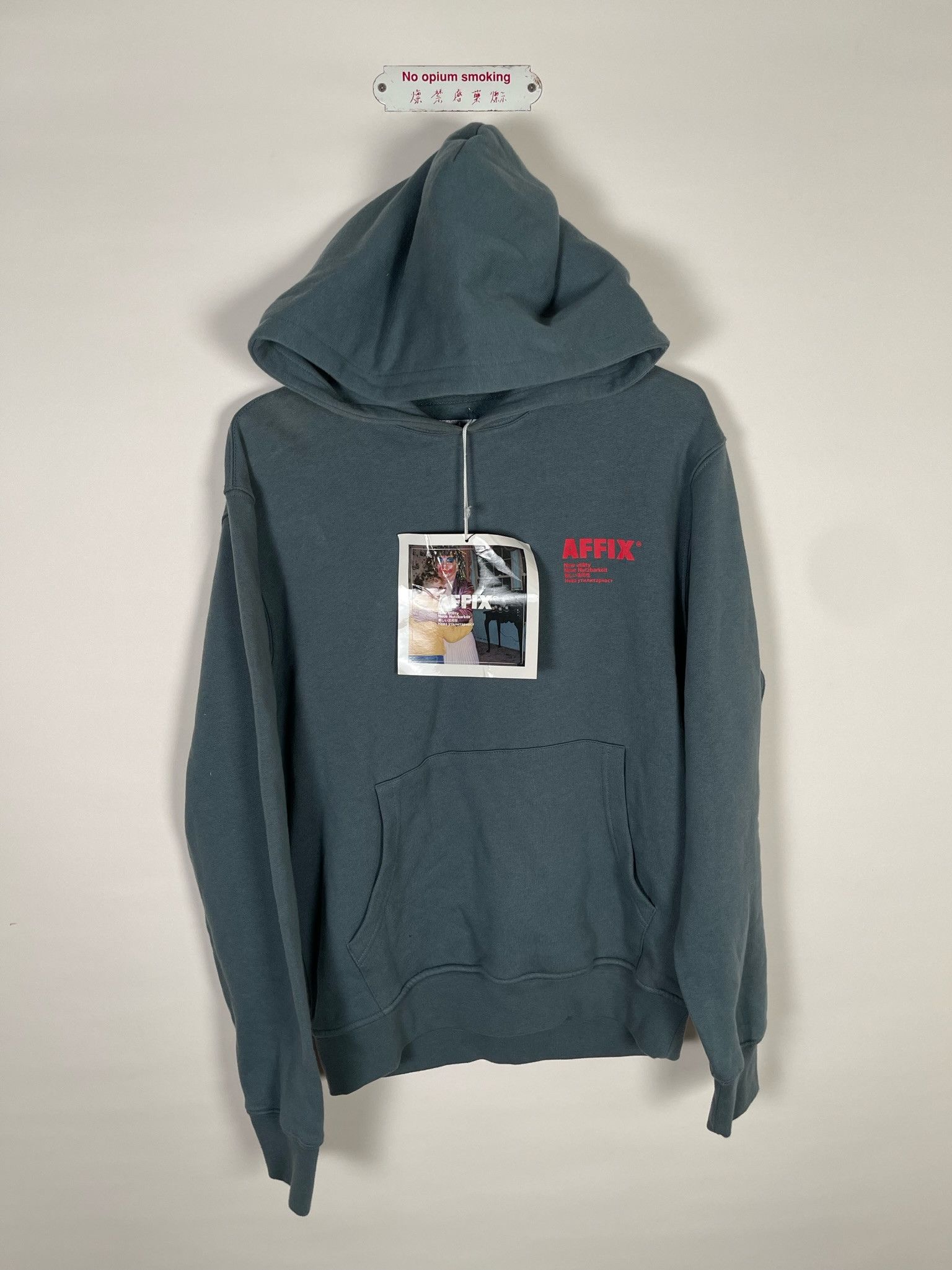 image of Colorway Kiko KostadinovAffix Works Logo Hoodie in Stone Gray, Men's (Size Small)