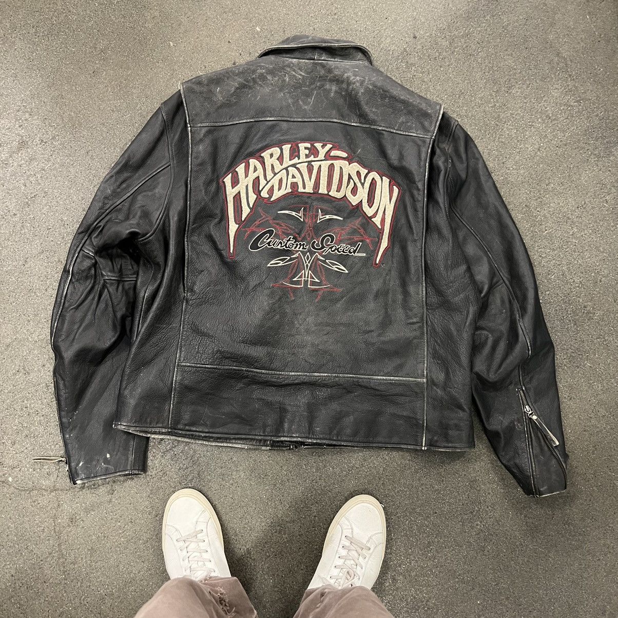 image of Genuine Leather x Harley Davidson Vintage Harley Davidson Leather Jacket in Black, Men's (Size XL)