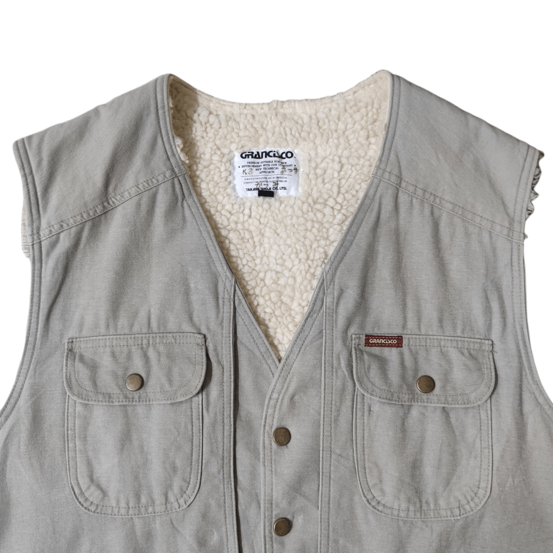 Japanese Brand Vintage Grancisco Vest Multi Pocket Sherpa Lined Size US L / EU 52-54 / 3 - 2 Thumbnail