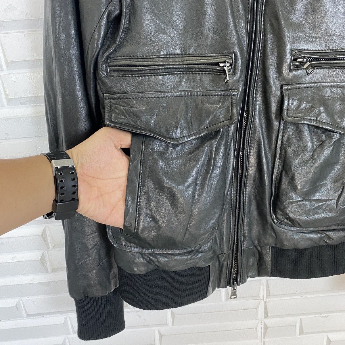 SHIPS Ships Jet Blue Cupra Leather Jacket Size US M / EU 48-50 / 2 - 8 Thumbnail