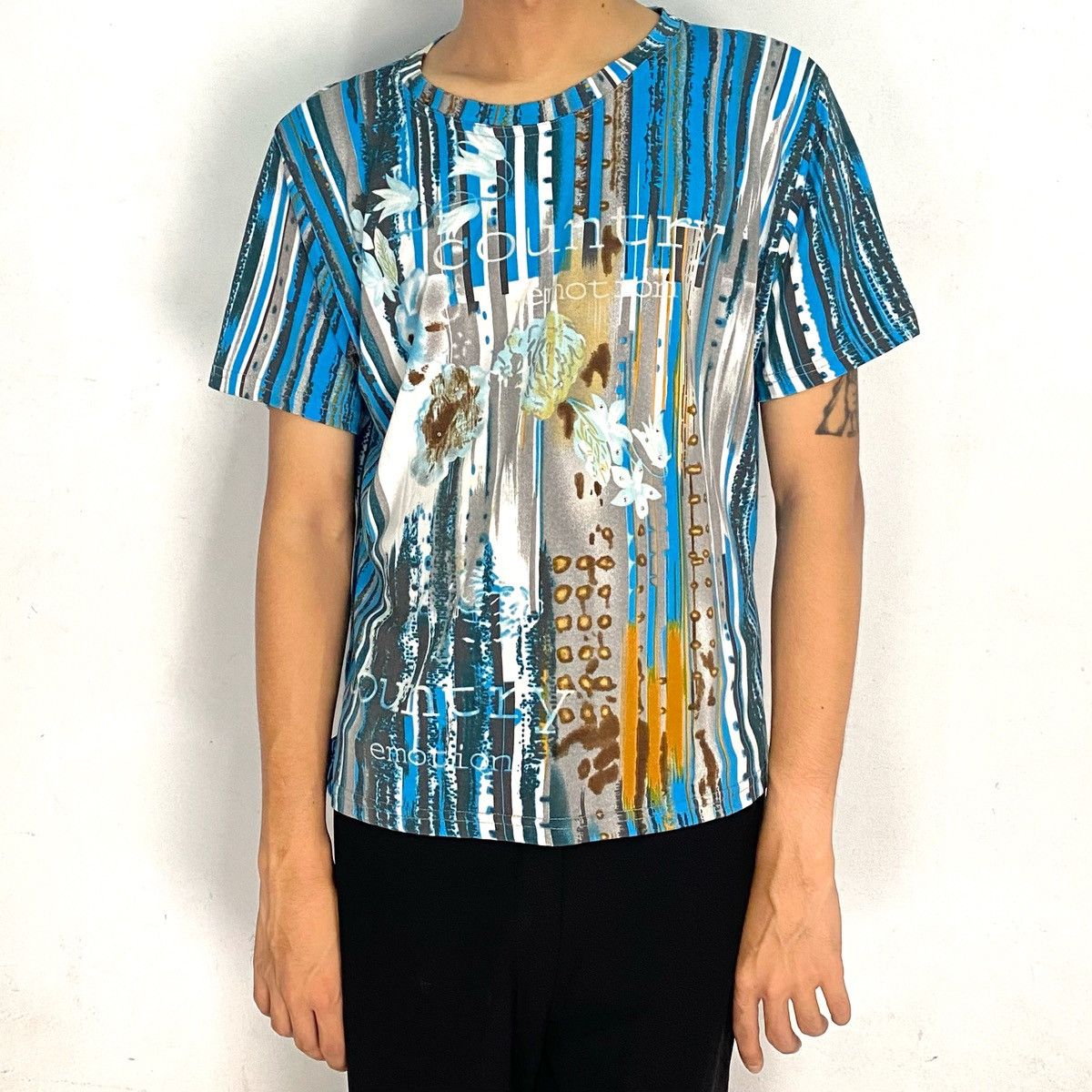 Flower blue stripe jean paul gaultier style