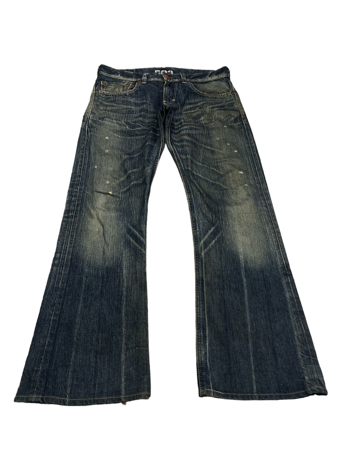 Japanese Brand FLARED💥EDWIN 503 BLUE TRIP DISTRESSED DENIM PANT Size US 30 / EU 46 - 2 Thumbnail