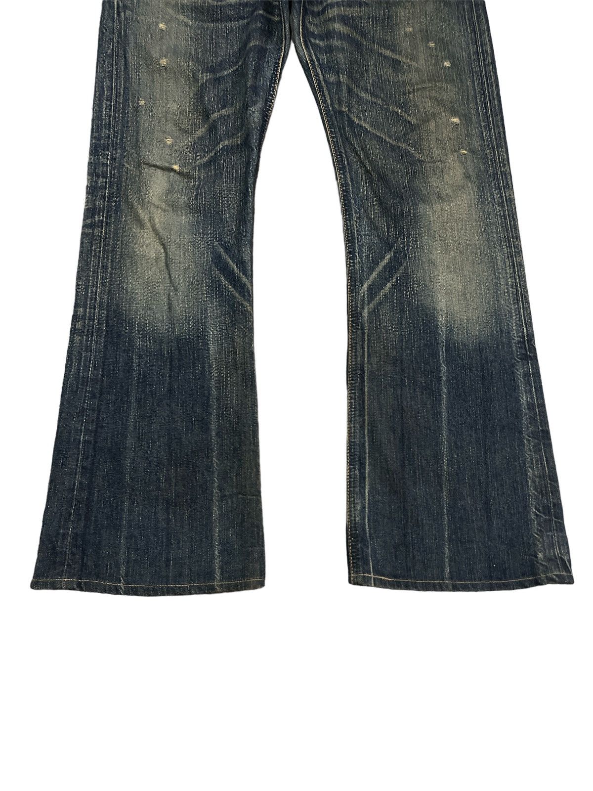 Japanese Brand FLARED💥EDWIN 503 BLUE TRIP DISTRESSED DENIM PANT Size US 30 / EU 46 - 4 Thumbnail