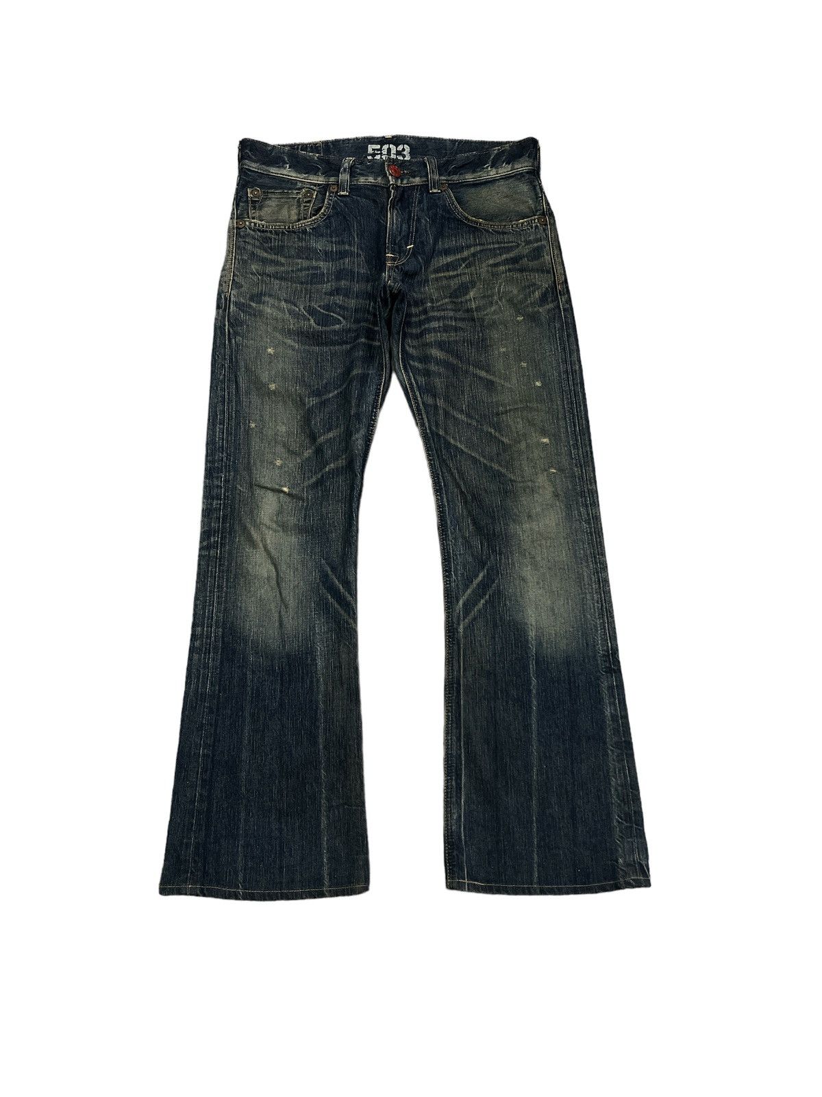 Japanese Brand FLARED💥EDWIN 503 BLUE TRIP DISTRESSED DENIM PANT Size US 30 / EU 46 - 1 Thumbnail