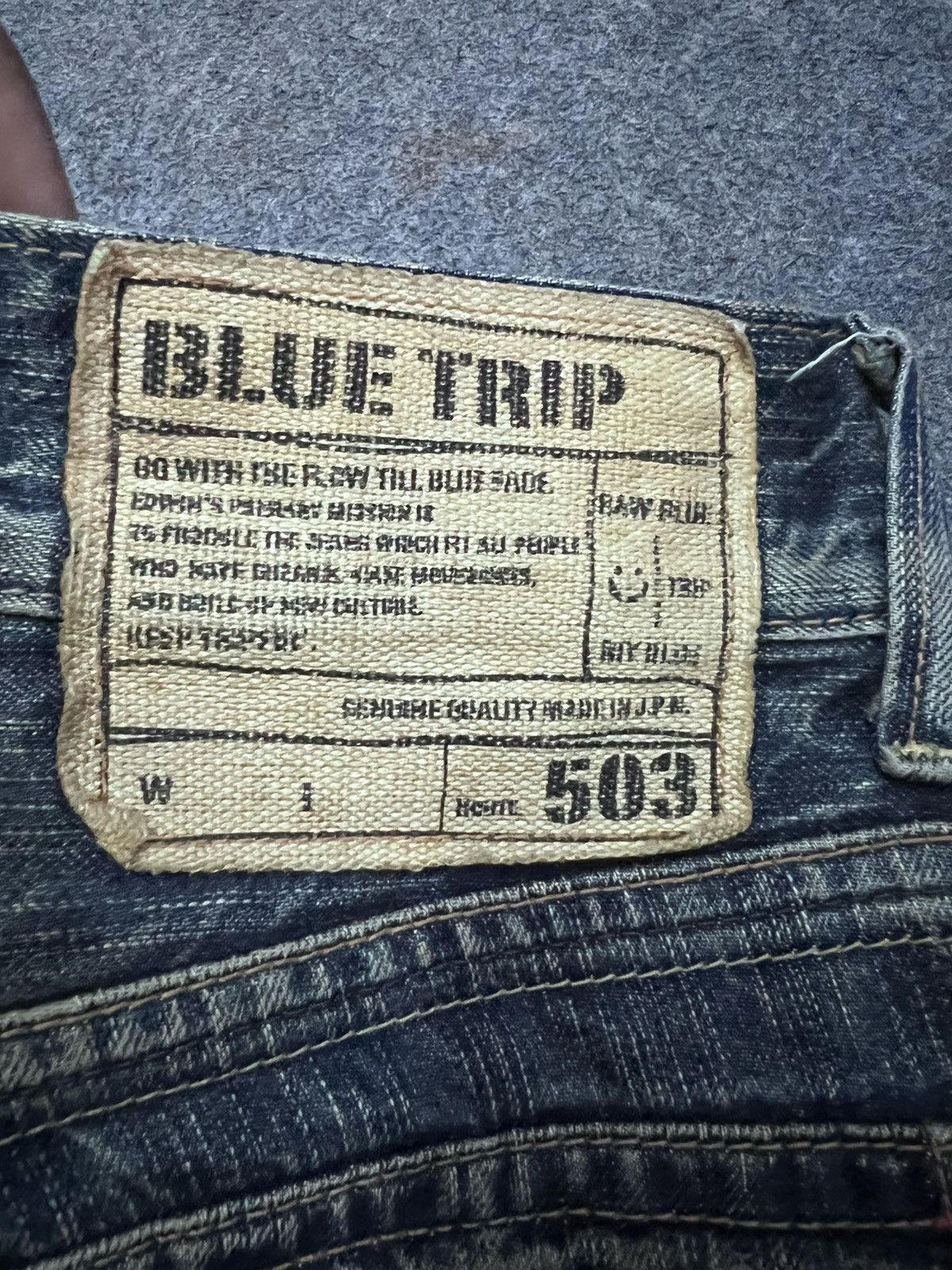 Japanese Brand FLARED💥EDWIN 503 BLUE TRIP DISTRESSED DENIM PANT Size US 30 / EU 46 - 8 Thumbnail