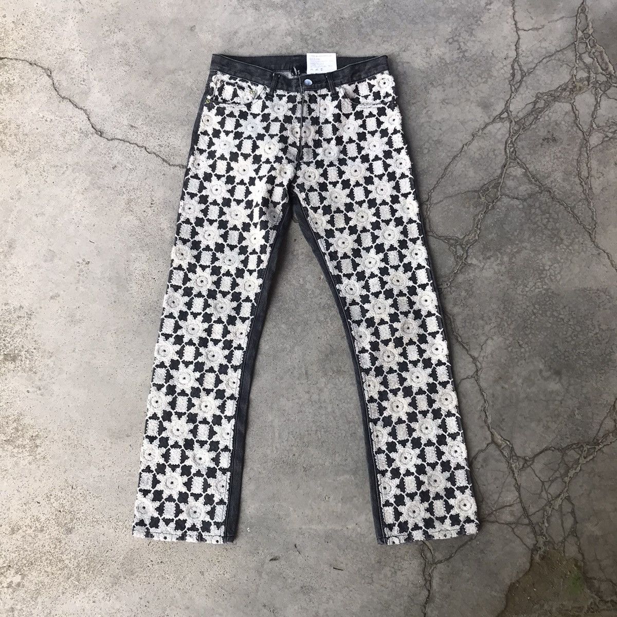AD 2001 CDG Tricots Flower Knit Embroided Jeans