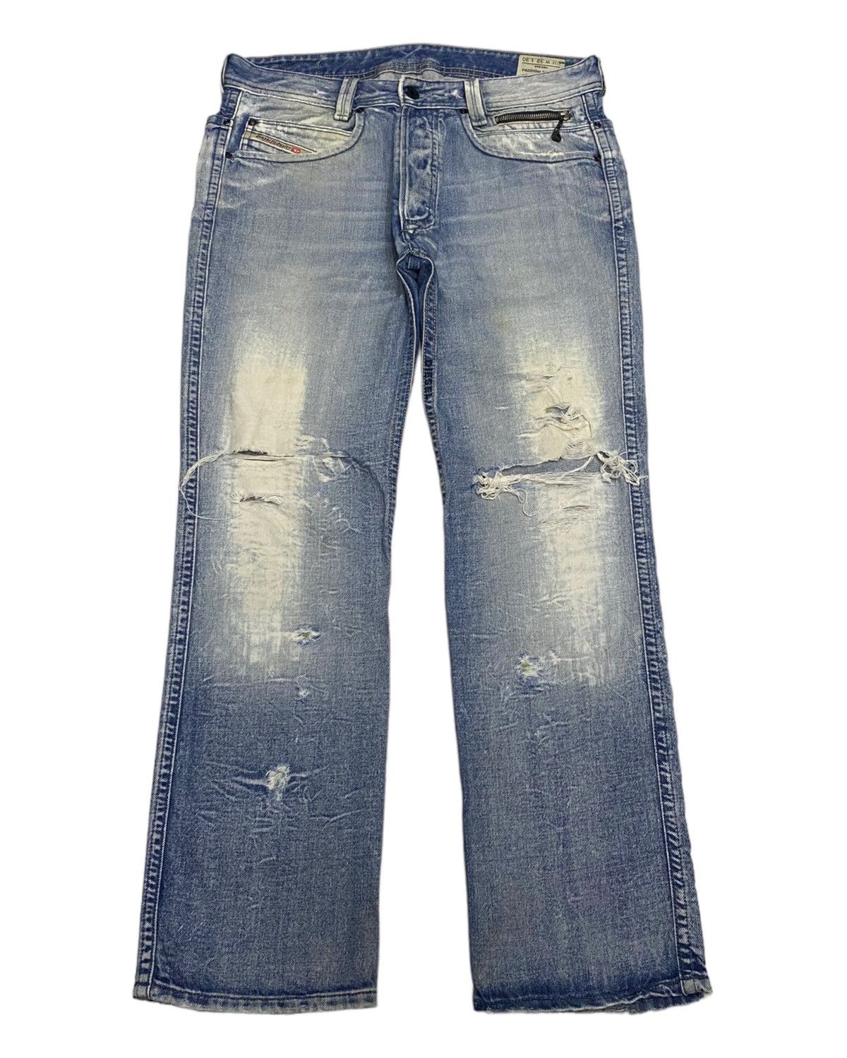 image of Archival Clothing x Diesel Rippeddiesel Distressed Denim Baggy Jeans in Blue, Men's (Size 33)