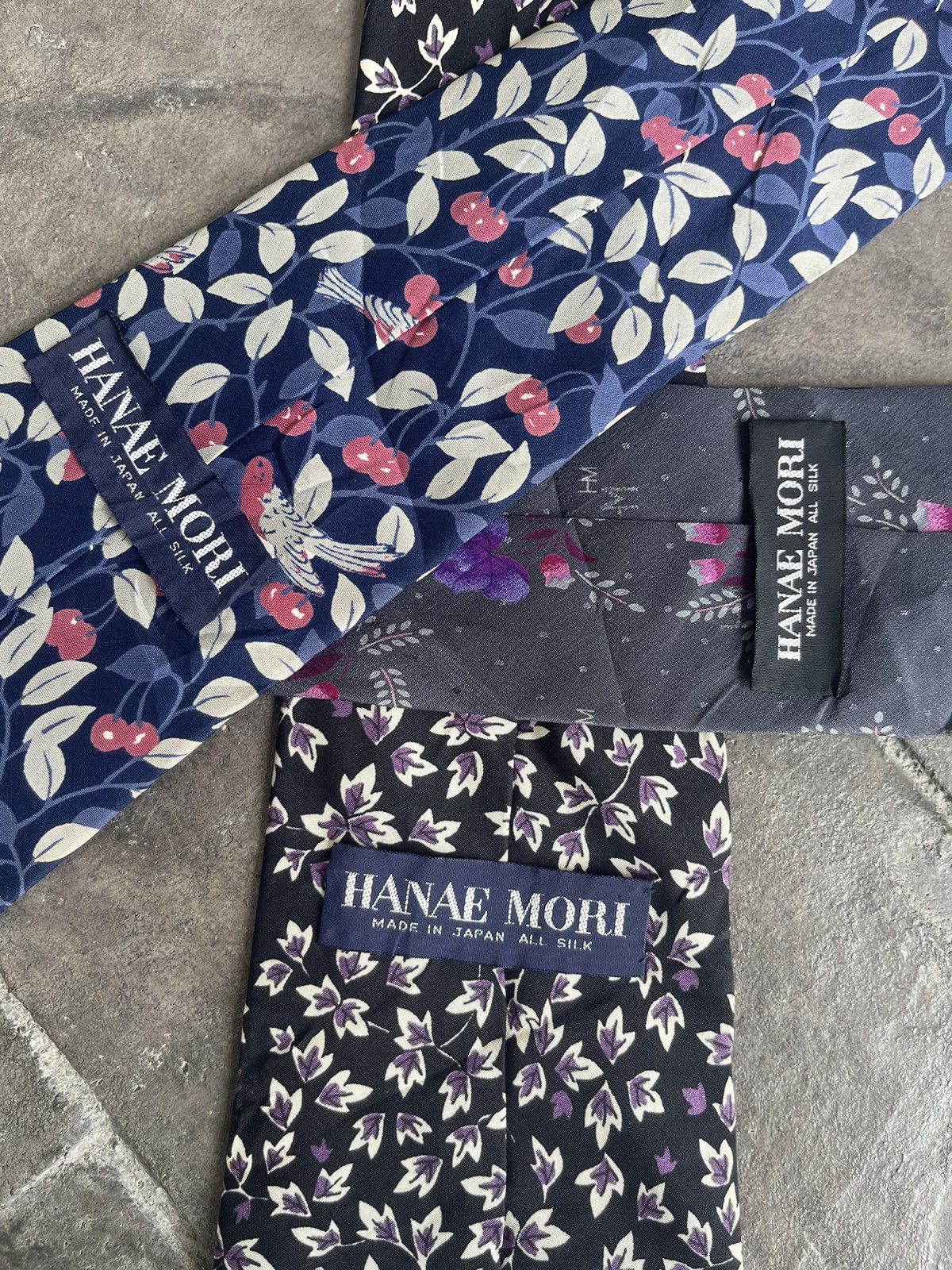 JAPAN MADE Hanae Mori Floral Motive Silk Necktie Lots Of 3