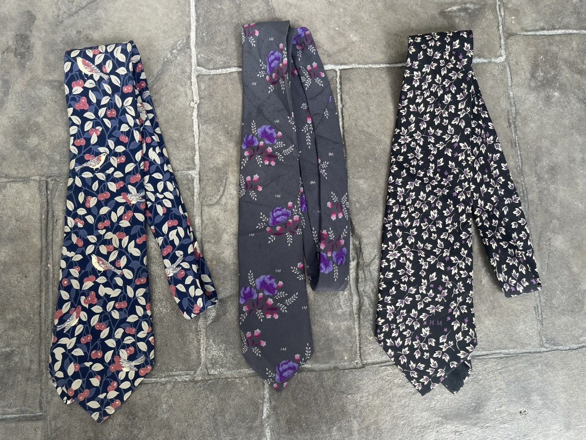 Hanae Mori JAPAN MADE Hanae Mori Floral Motive Silk Necktie Lots Of 3 Size ONE SIZE - 2 Thumbnail