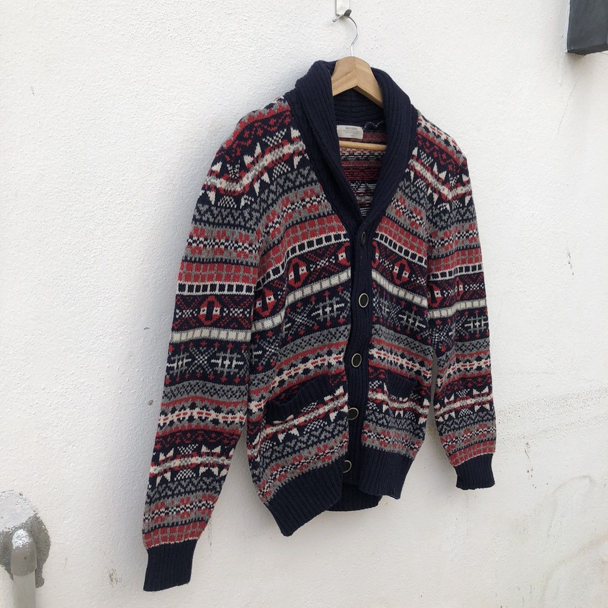 Japanese Brand WOOL KNITWEAR CARDIGAN BY BACK NUMBER NAVAJO DESIGN Size US L / EU 52-54 / 3 - 4 Thumbnail