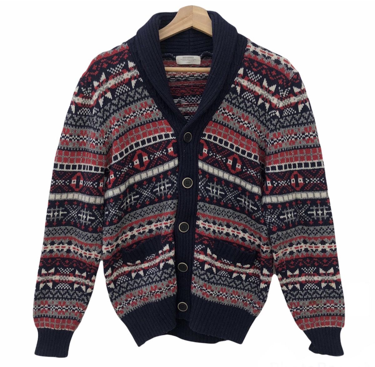 Japanese Brand WOOL KNITWEAR CARDIGAN BY BACK NUMBER NAVAJO DESIGN Size US L / EU 52-54 / 3 - 1 Thumbnail