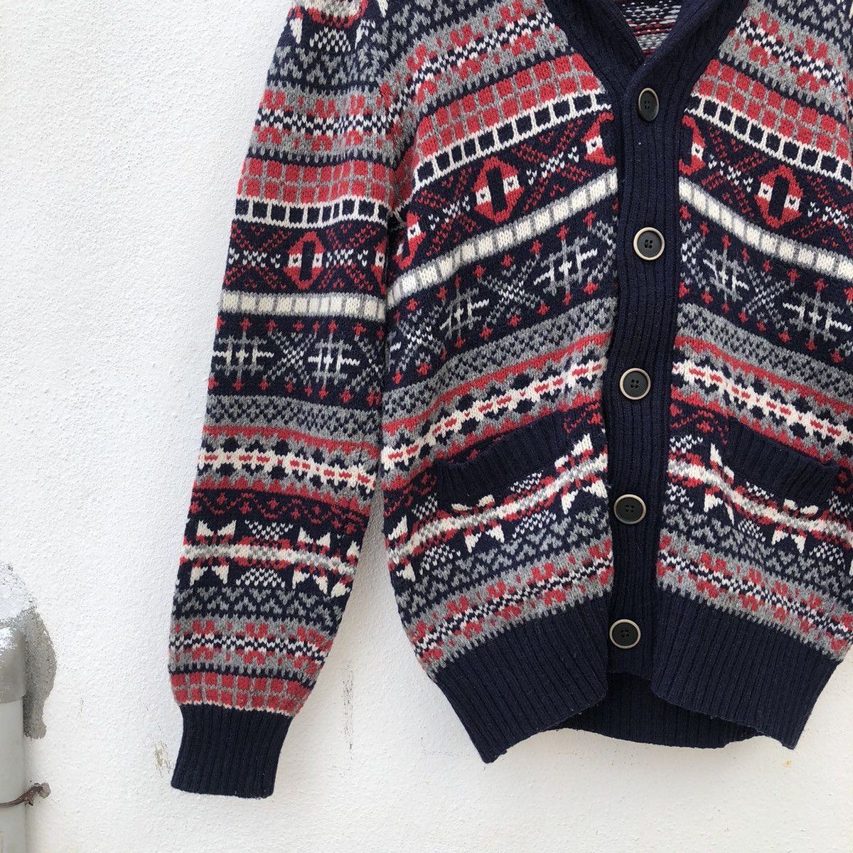 Japanese Brand WOOL KNITWEAR CARDIGAN BY BACK NUMBER NAVAJO DESIGN Size US L / EU 52-54 / 3 - 3 Thumbnail