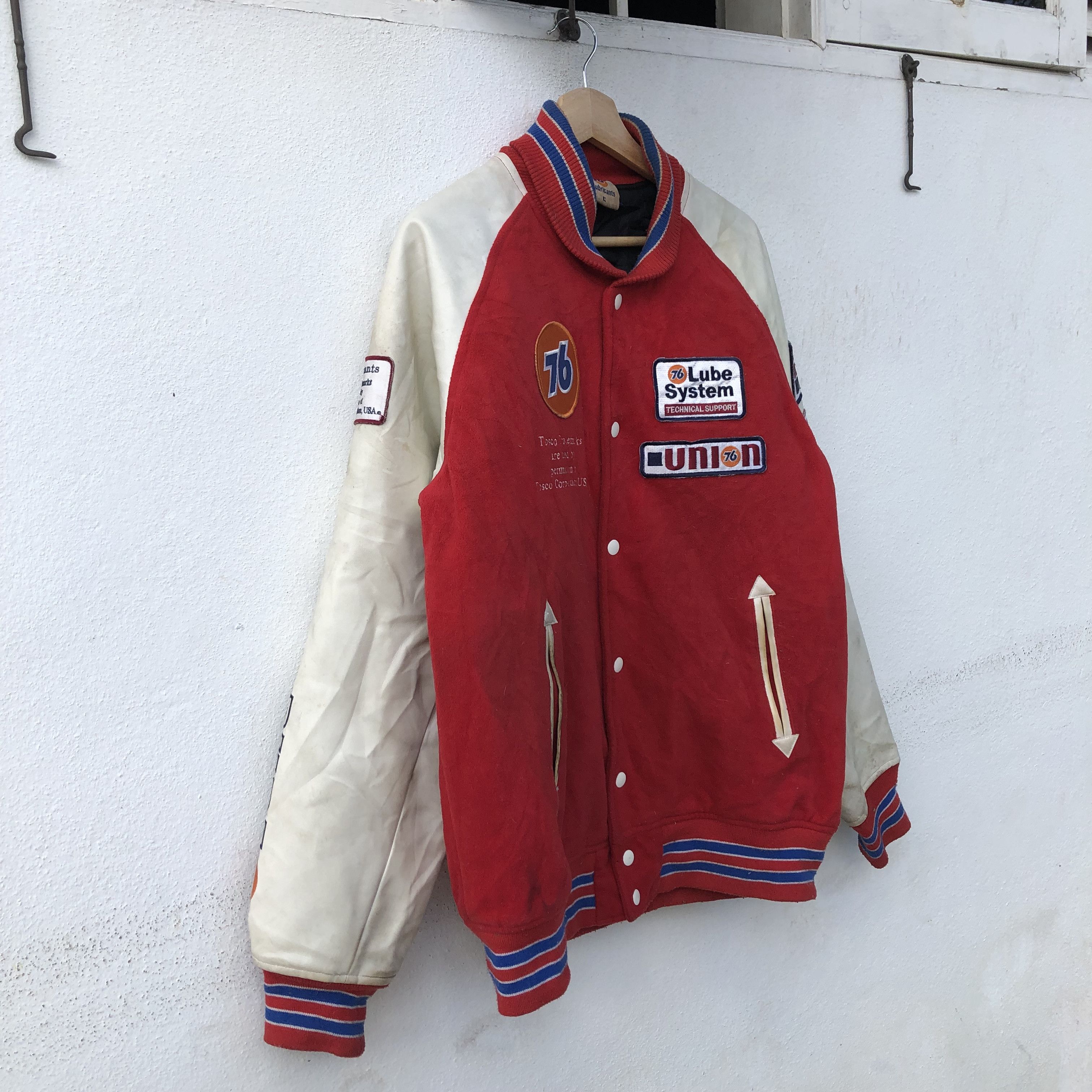 Japanese Brand VARSITY JACKET 76 LUBRICANTS EMBROIDERED BIG LOGO Size US L / EU 52-54 / 3 - 4 Thumbnail