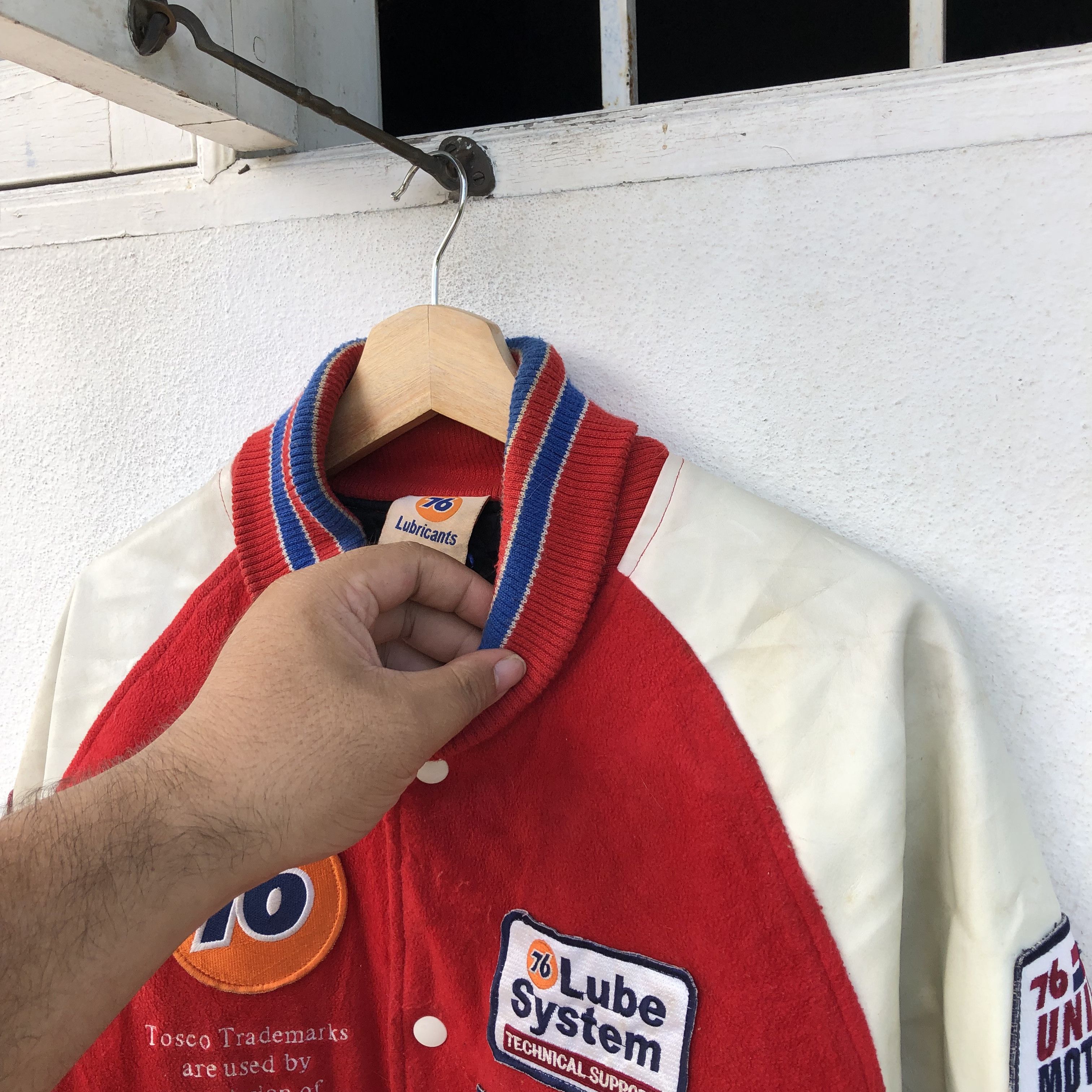 Japanese Brand VARSITY JACKET 76 LUBRICANTS EMBROIDERED BIG LOGO Size US L / EU 52-54 / 3 - 12 Thumbnail