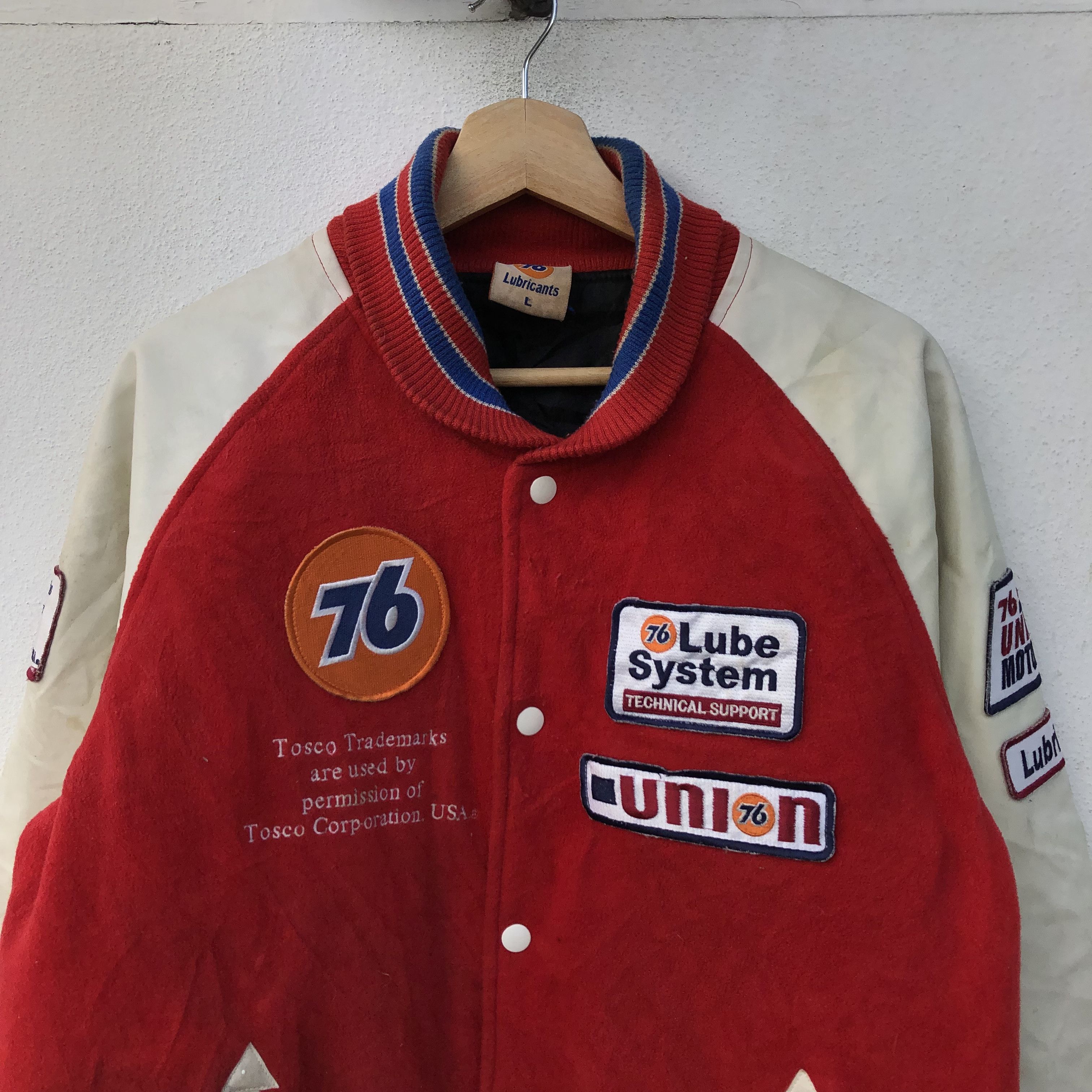 Japanese Brand VARSITY JACKET 76 LUBRICANTS EMBROIDERED BIG LOGO Size US L / EU 52-54 / 3 - 3 Thumbnail