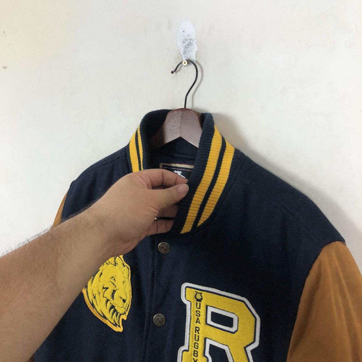 Japanese Brand VARSITY JACKET USA RUGBY BIG LOGO EMBROIDERED Size US L / EU 52-54 / 3 - 7 Thumbnail