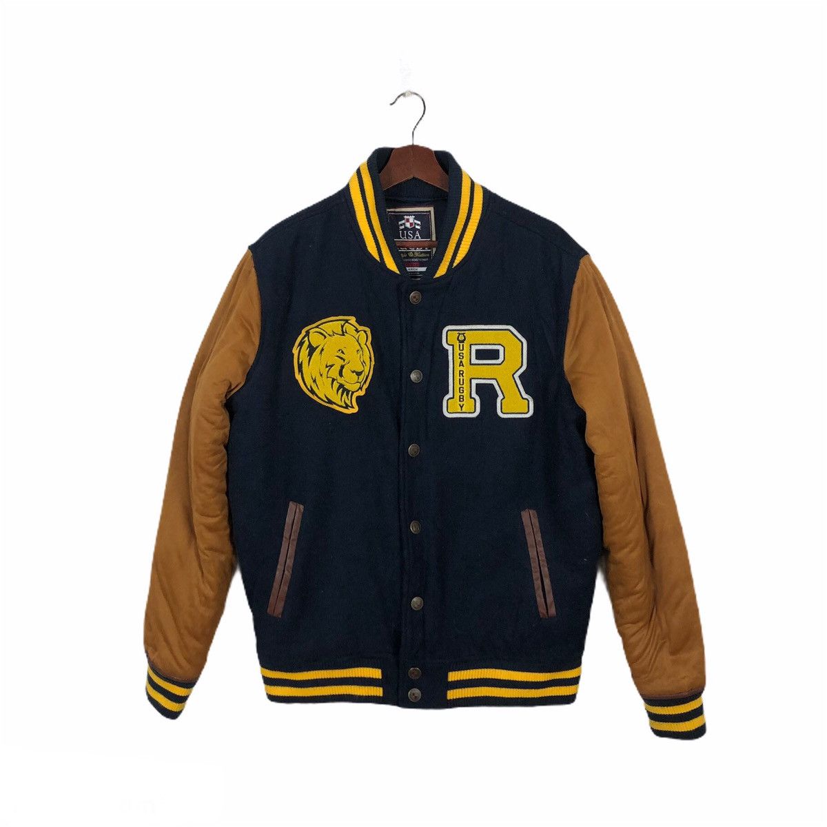 Japanese Brand VARSITY JACKET USA RUGBY BIG LOGO EMBROIDERED Size US L / EU 52-54 / 3 - 2 Thumbnail