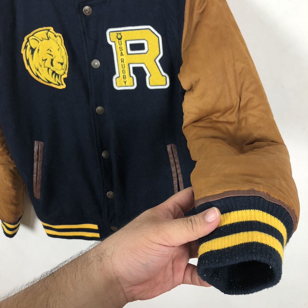 Japanese Brand VARSITY JACKET USA RUGBY BIG LOGO EMBROIDERED Size US L / EU 52-54 / 3 - 5 Thumbnail